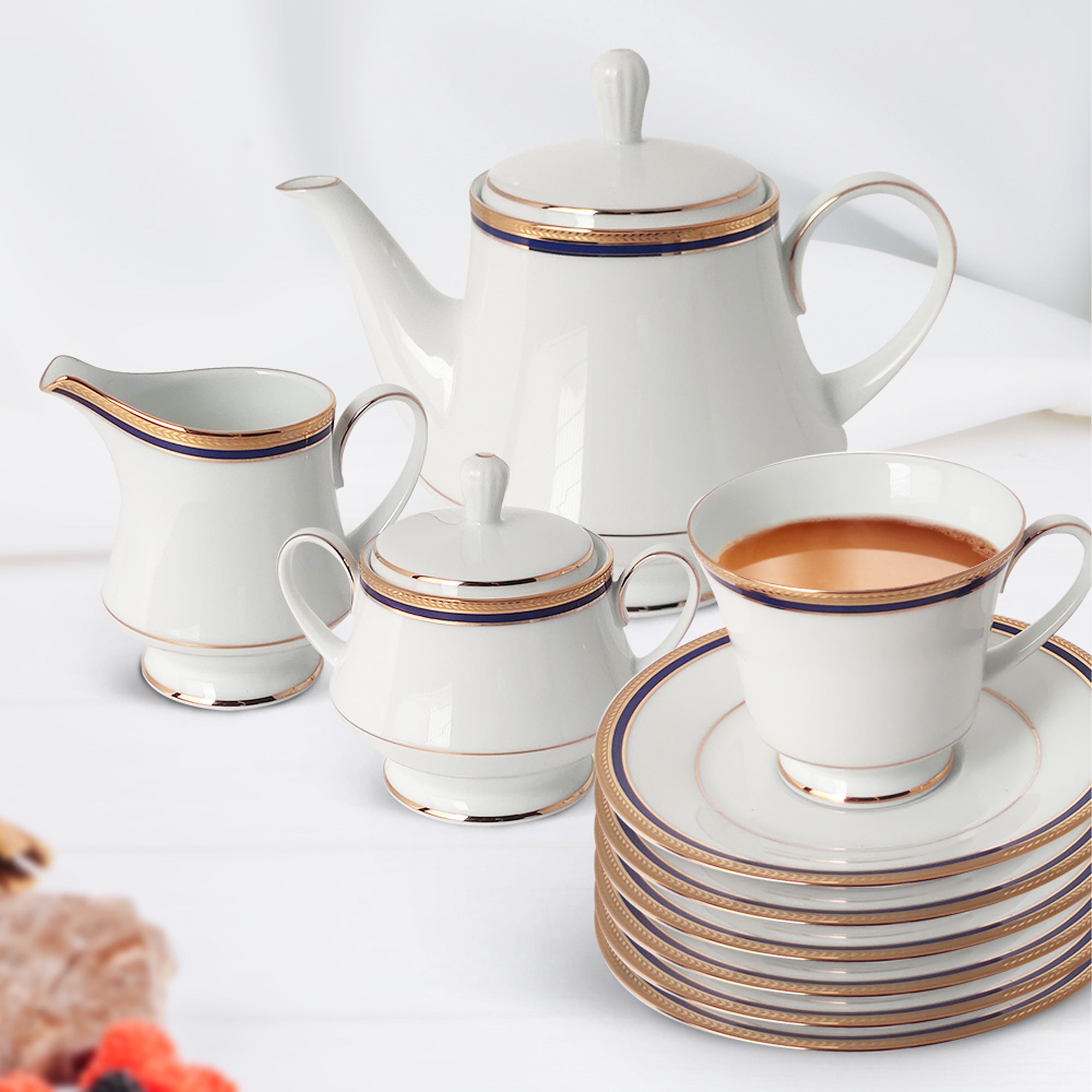 Noritake 96Pcs Dinner & Tea Set for 12 Person - Toorak Blue