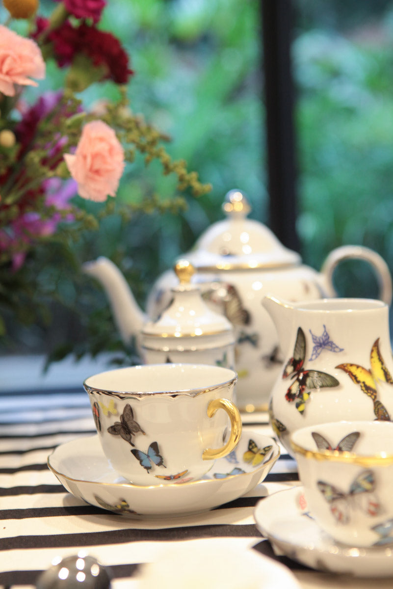 Vista Alegre 14Pcs Tea Set for 6 Person - Butterfly Parade