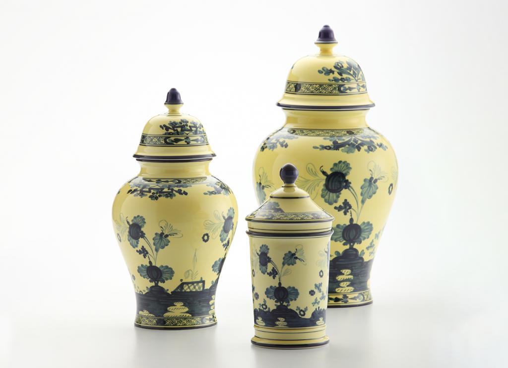 Ginori 1735 Potiche Vase with Cover 38CM - Oriente Italiano Citrino