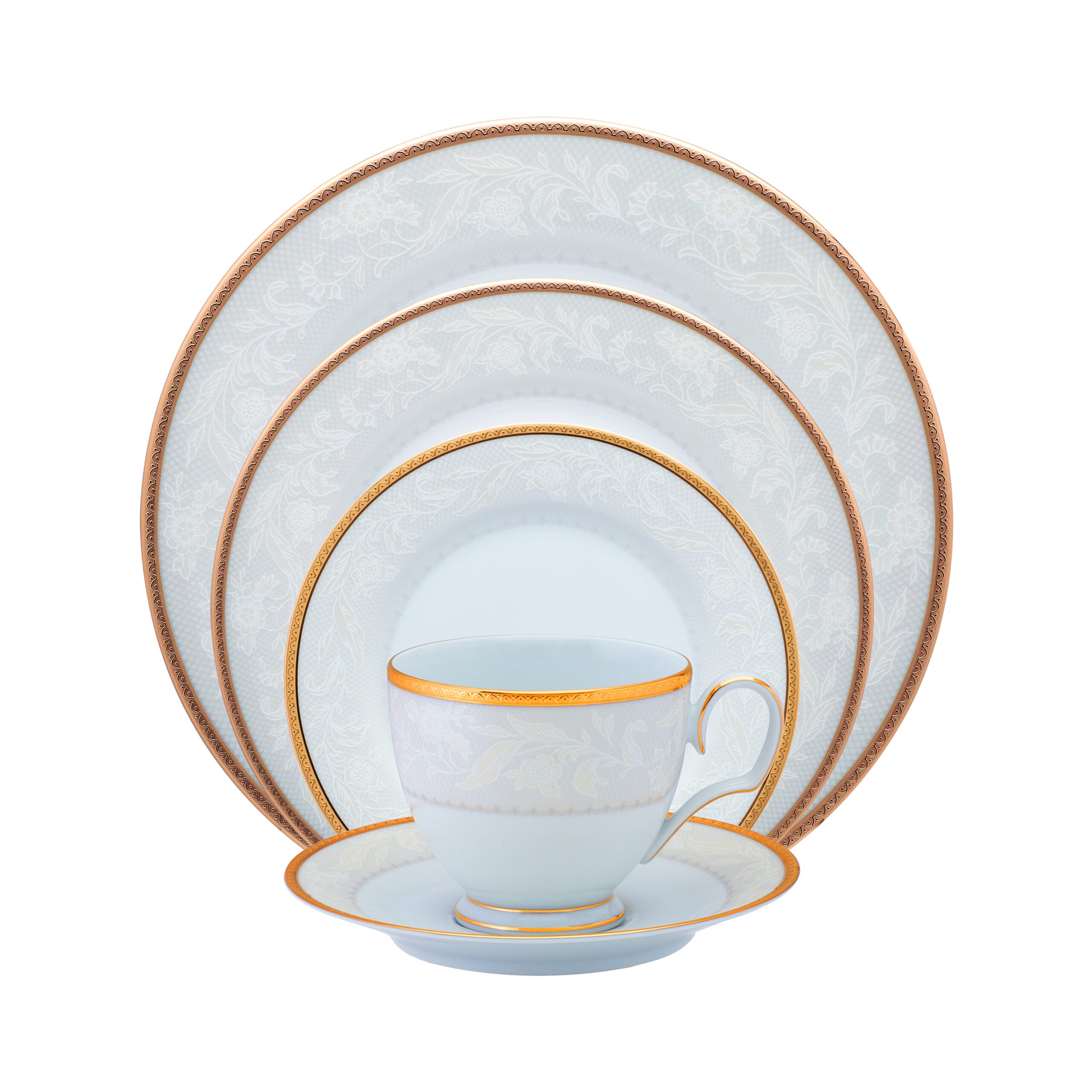 Noritake 96Pcs Dinner & Tea Set for 12 Person - Flanders Gold