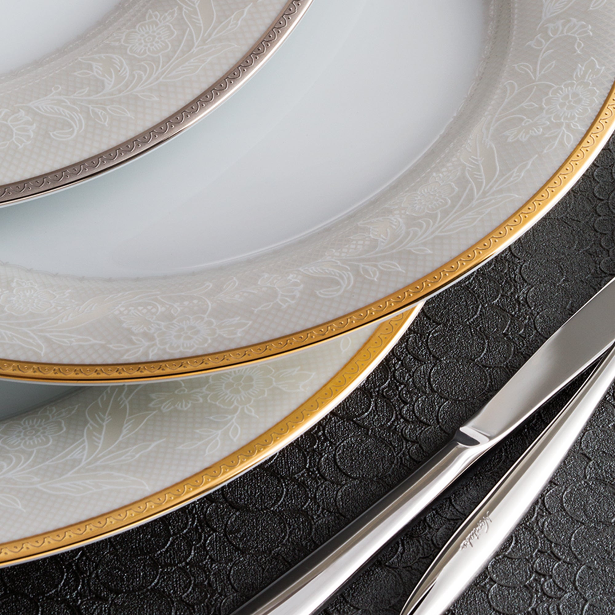 Noritake 96Pcs Dinner & Tea Set for 12 Person - Flanders Gold