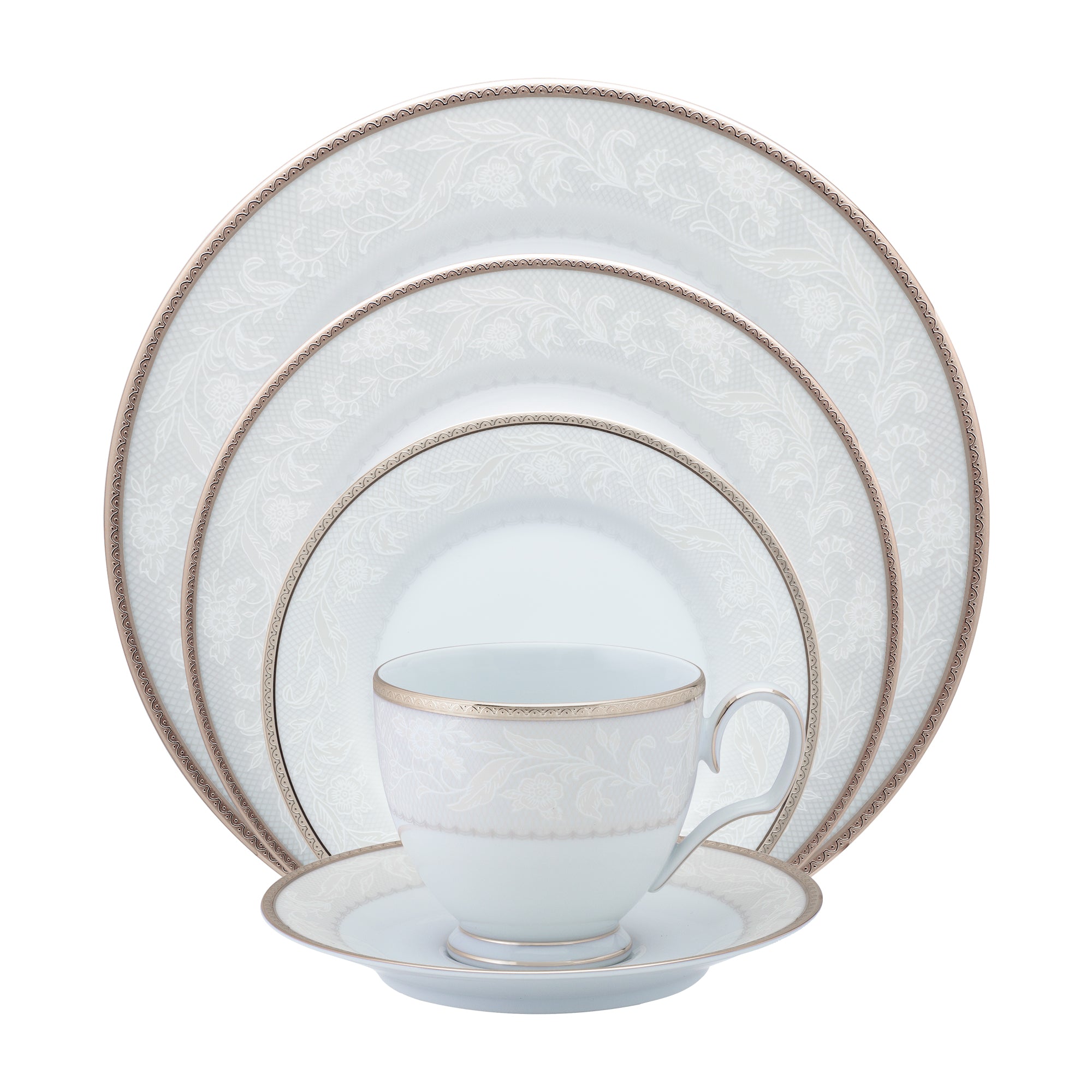 Noritake 96Pcs Dinner & Tea Set for 12 Person - Flanders Platinum