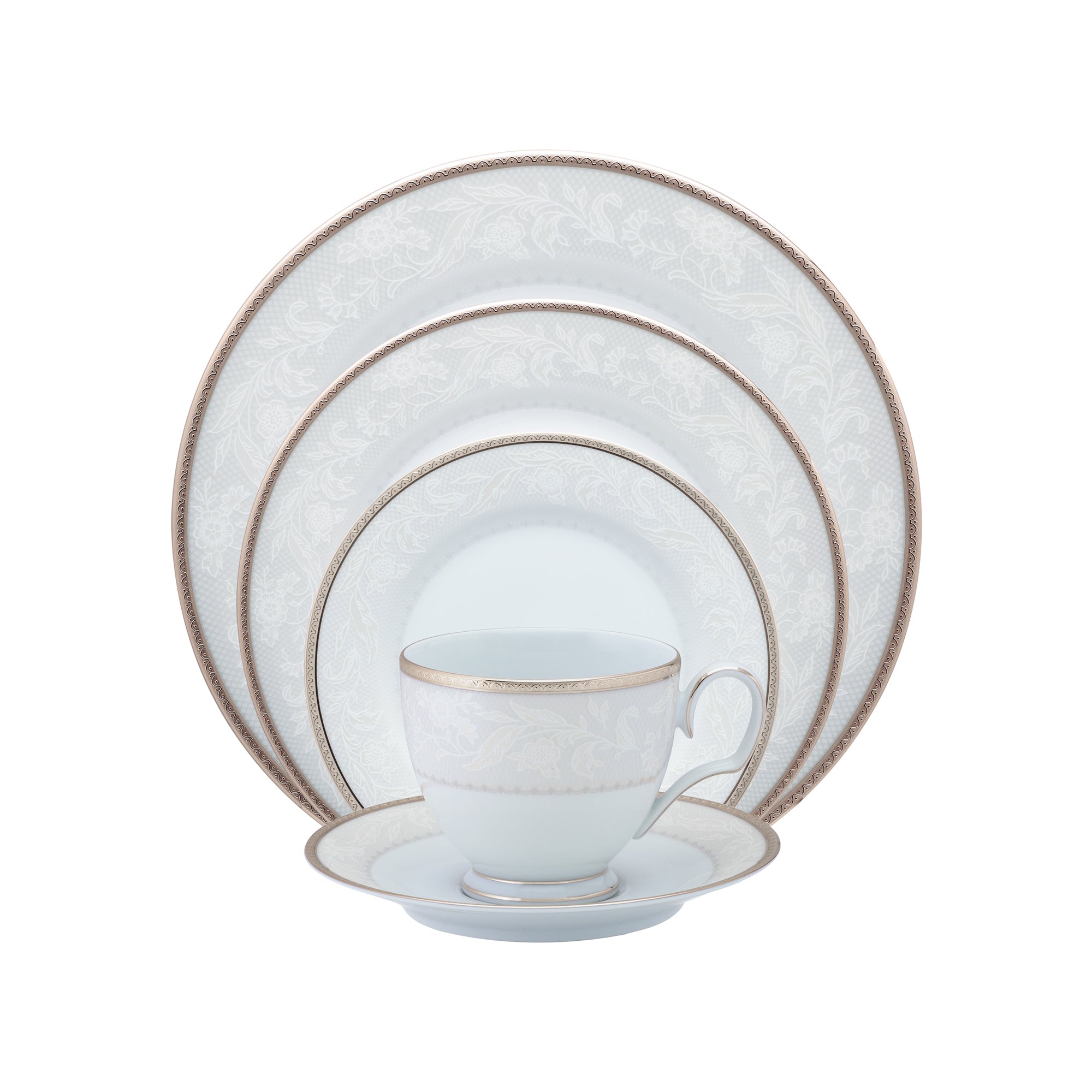 Noritake 47Pcs Dinner & Tea Set for 8 Person - Flanders Platinum