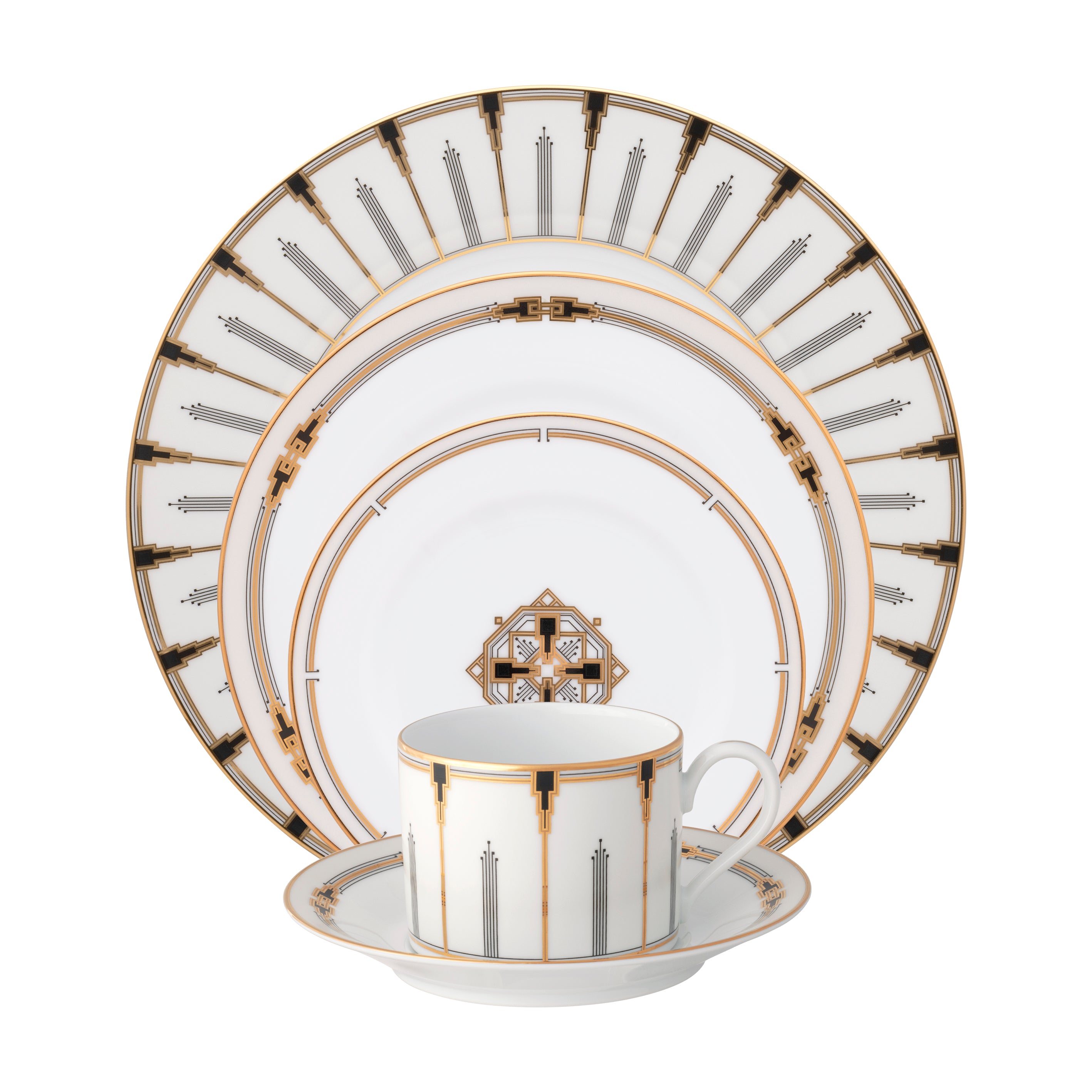 Noritake 96Pcs Dinner & Tea Set For 12 Person-Empire Gold