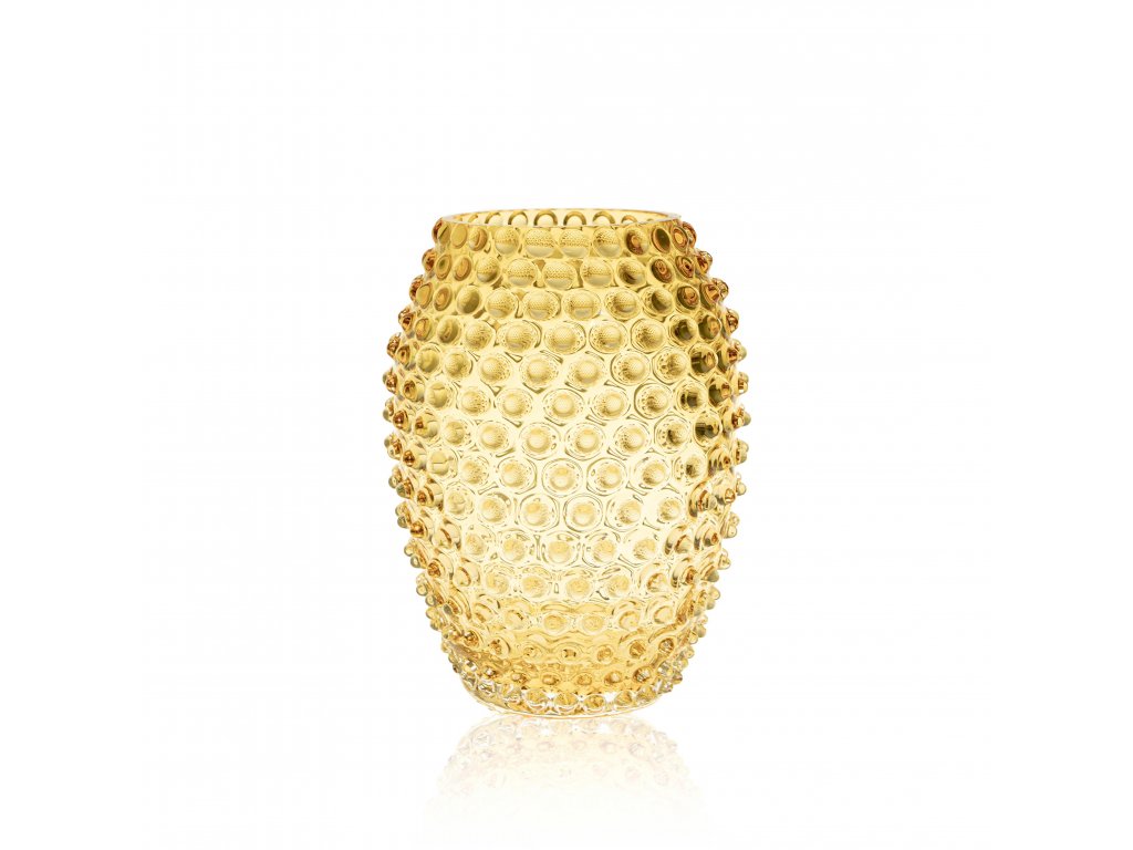 HOBNAIL EGG VASE 23CM (UNDERLAY AMBER )