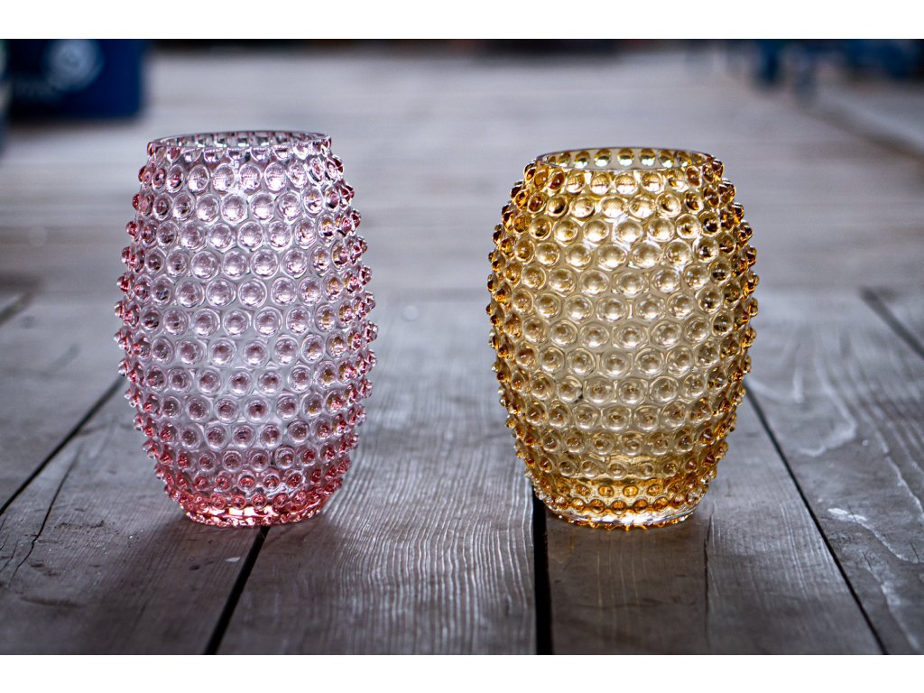 HOBNAIL EGG VASE 23CM (UNDERLAY AMBER )