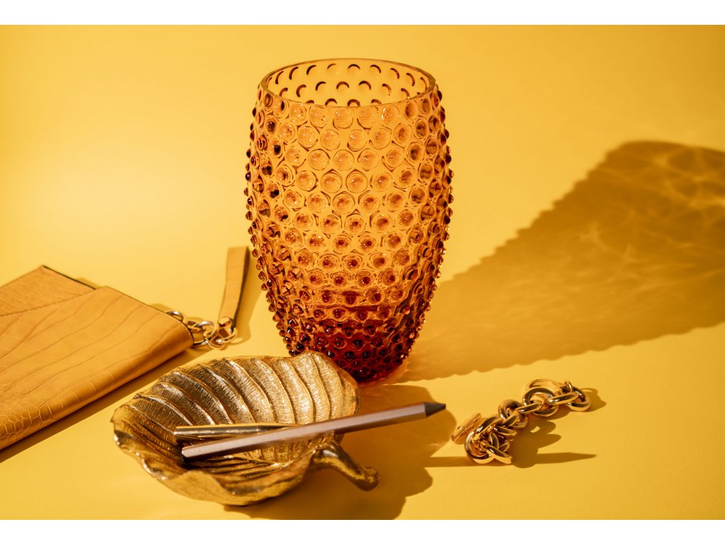 HOBNAIL EGG VASE 23CM (AMBER)