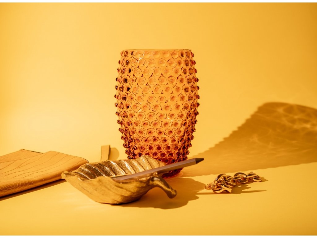 HOBNAIL EGG VASE 23CM (AMBER)