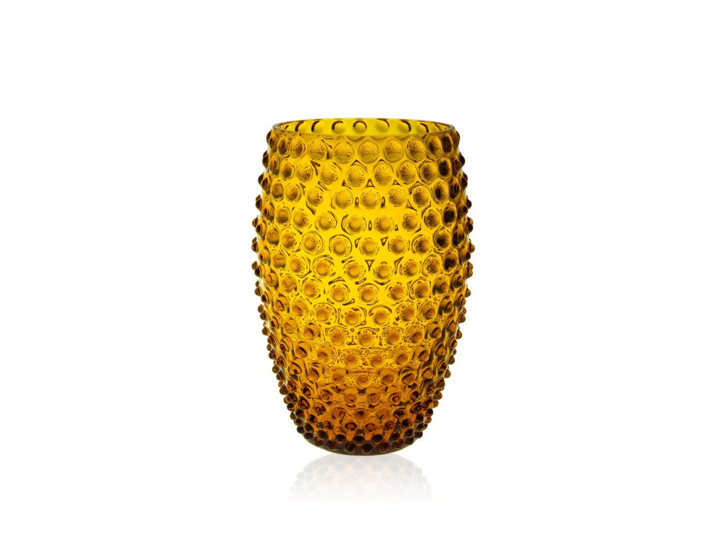 HOBNAIL EGG VASE 23CM (AMBER)