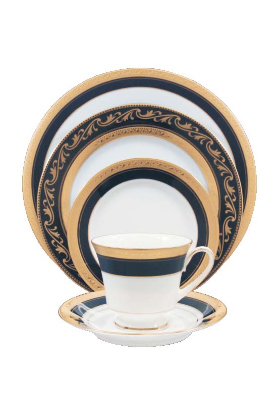 Noritake 96Pcs Dinner & Tea Set for 12 Person - Crestwood Cobalt Gold