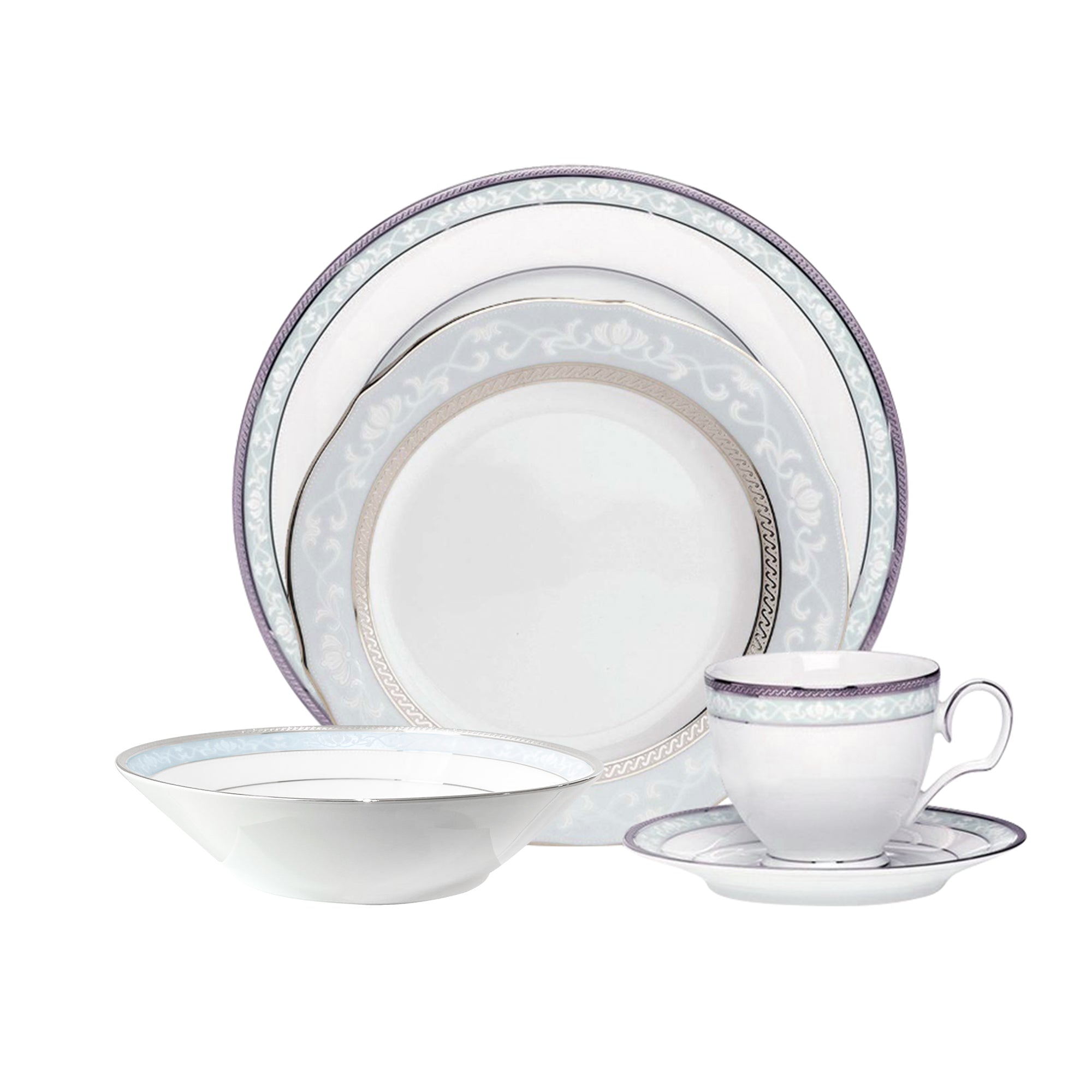 Noritake 20Pcs Dinner Set (Accent Plate) For 4 Person-Hampshire Platinum