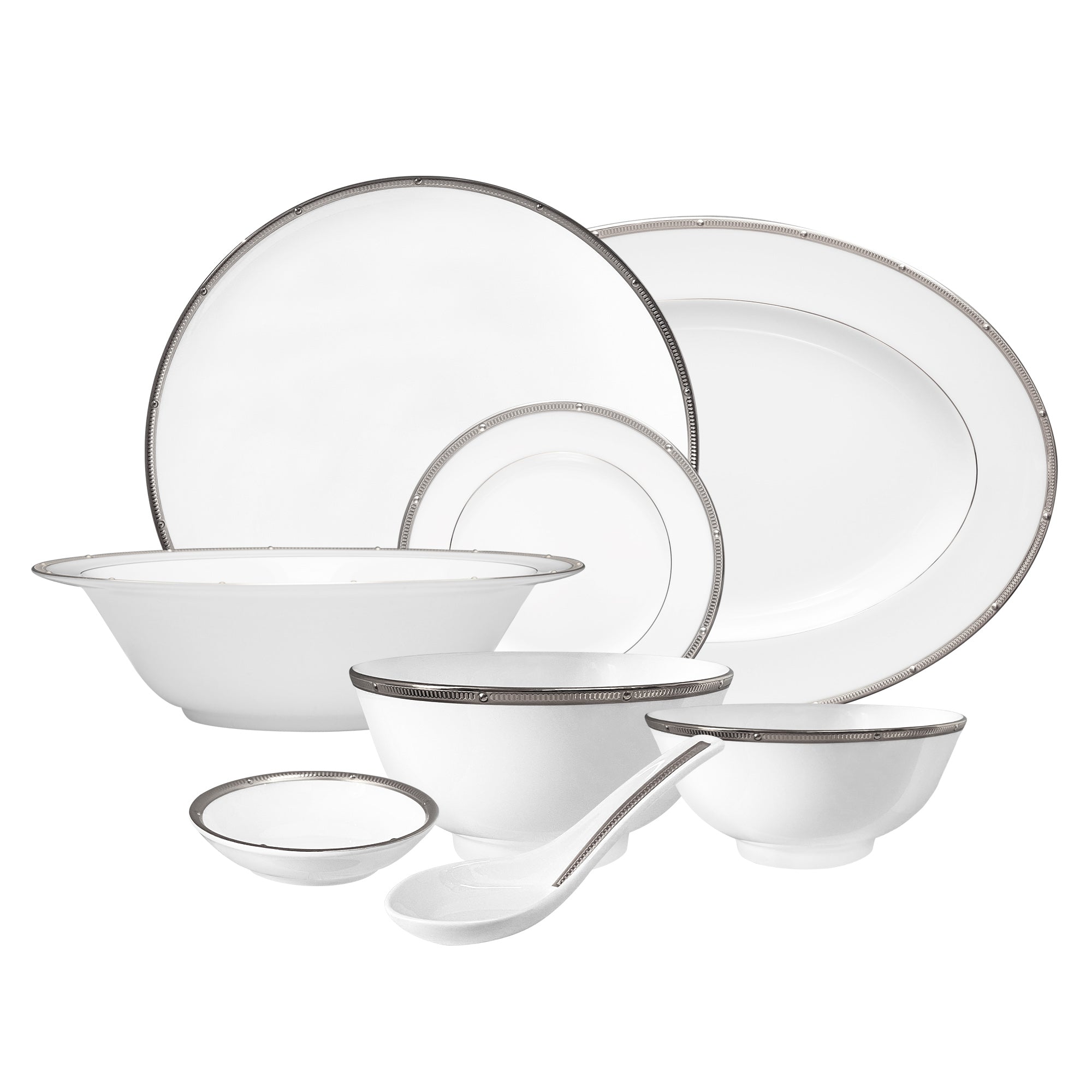 Noritake 34Pcs Asian Dinner Set - Rochelle Platinum