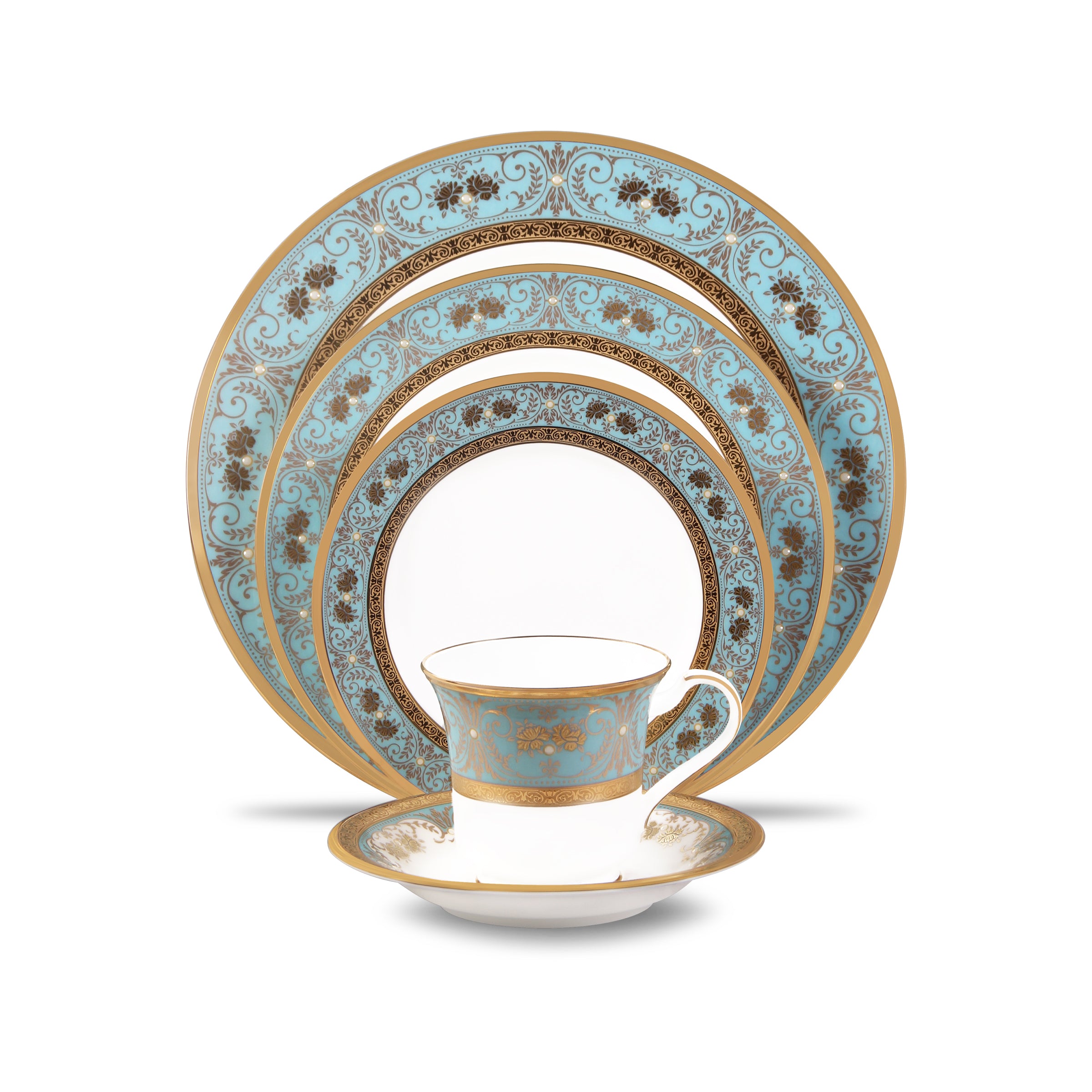 Noritake 96 Pcs Dinner And Tea Set for 12 Person - Georgian Turquise