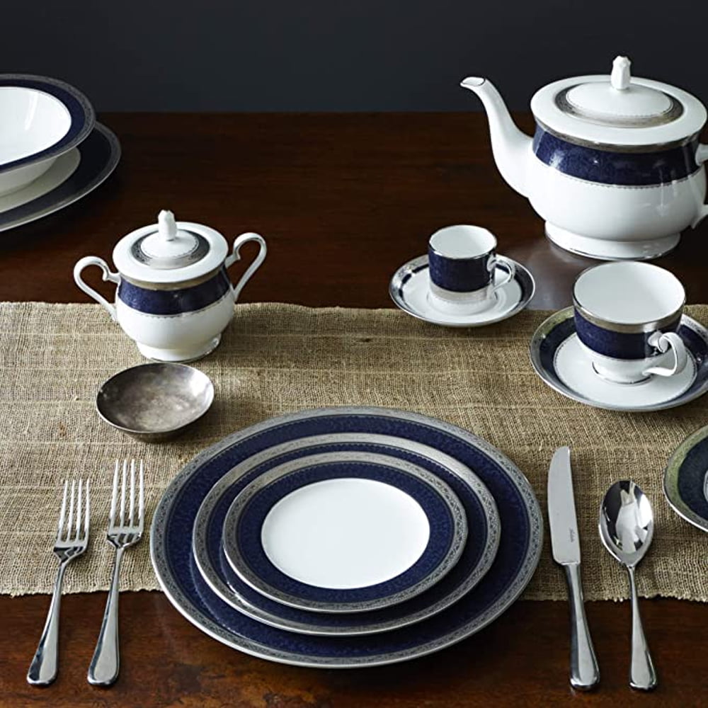 Noritake 96Pcs Dinner & Tea Set for 12 Person - Odessa Cobalt Platinum
