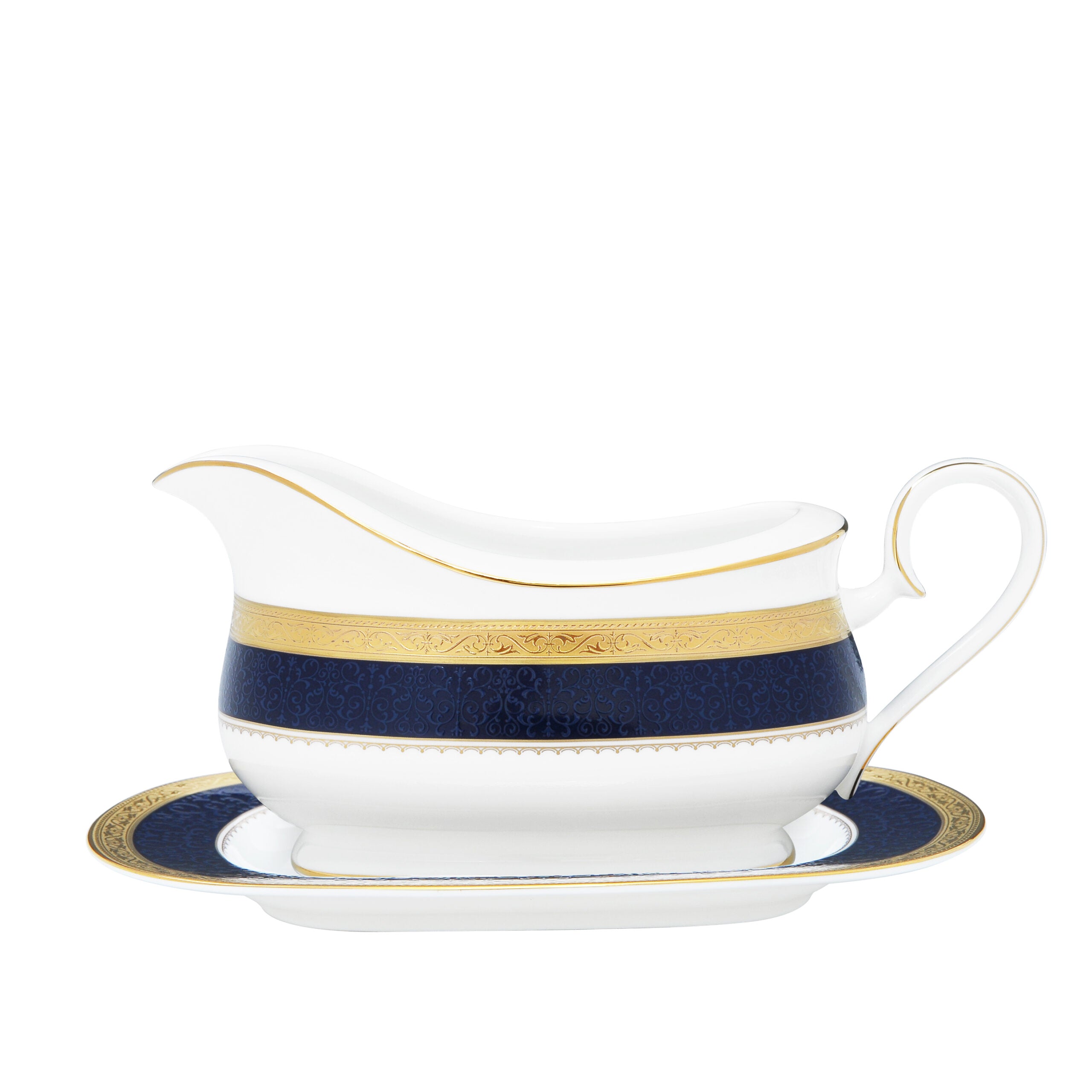 Noritake 96Pcs Dinner & Tea Set for 12 Person - Odessa Cobalt Gold