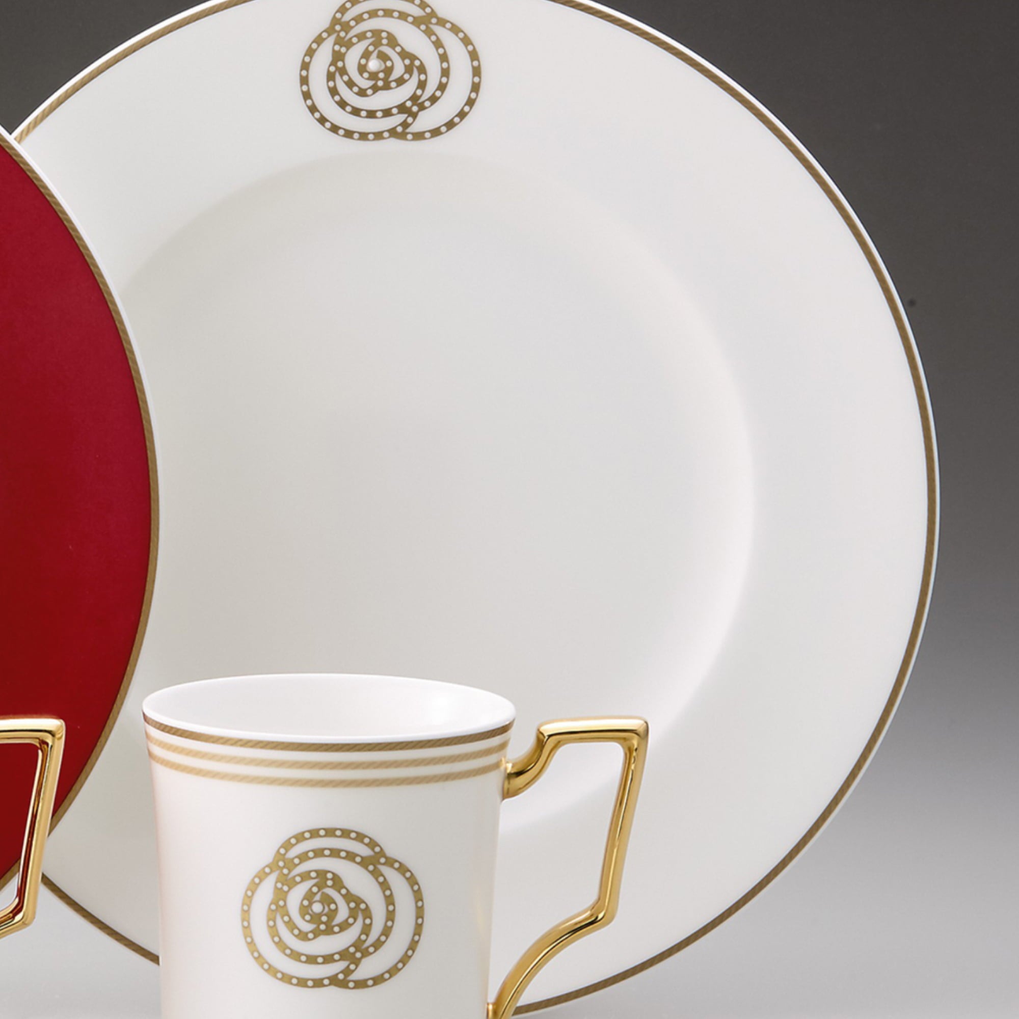 5PCS COUPLE BREAKFAST SET- AIDAN GOLD & RED