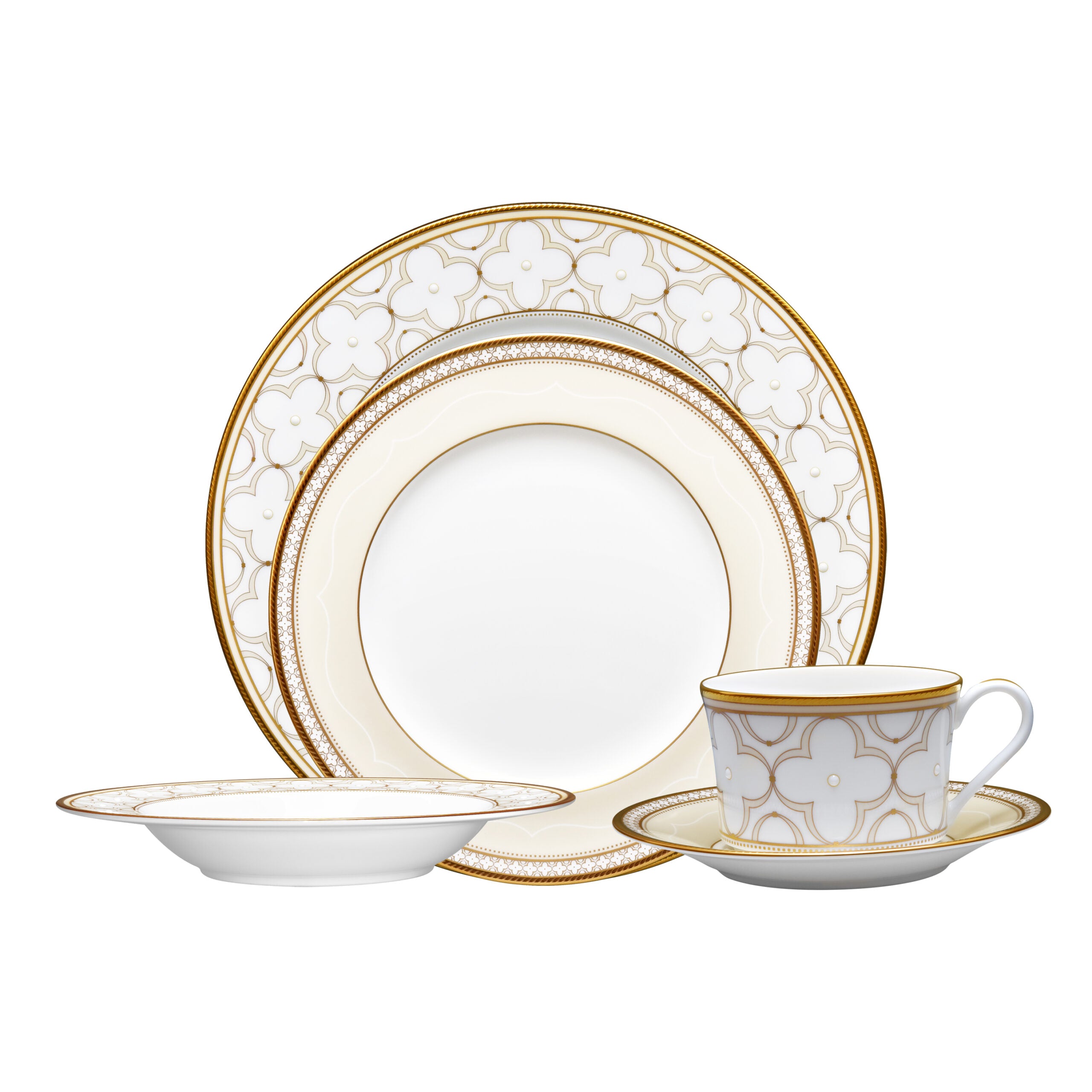Noritake 47Pcs Dinner & Tea Set for 8 Person - Trefolio Gold