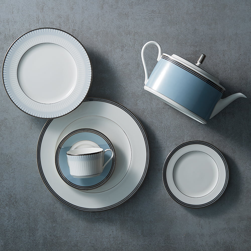 Noritake 96Pcs Dinner & Tea Set for 12 Person - Bogart Platinum