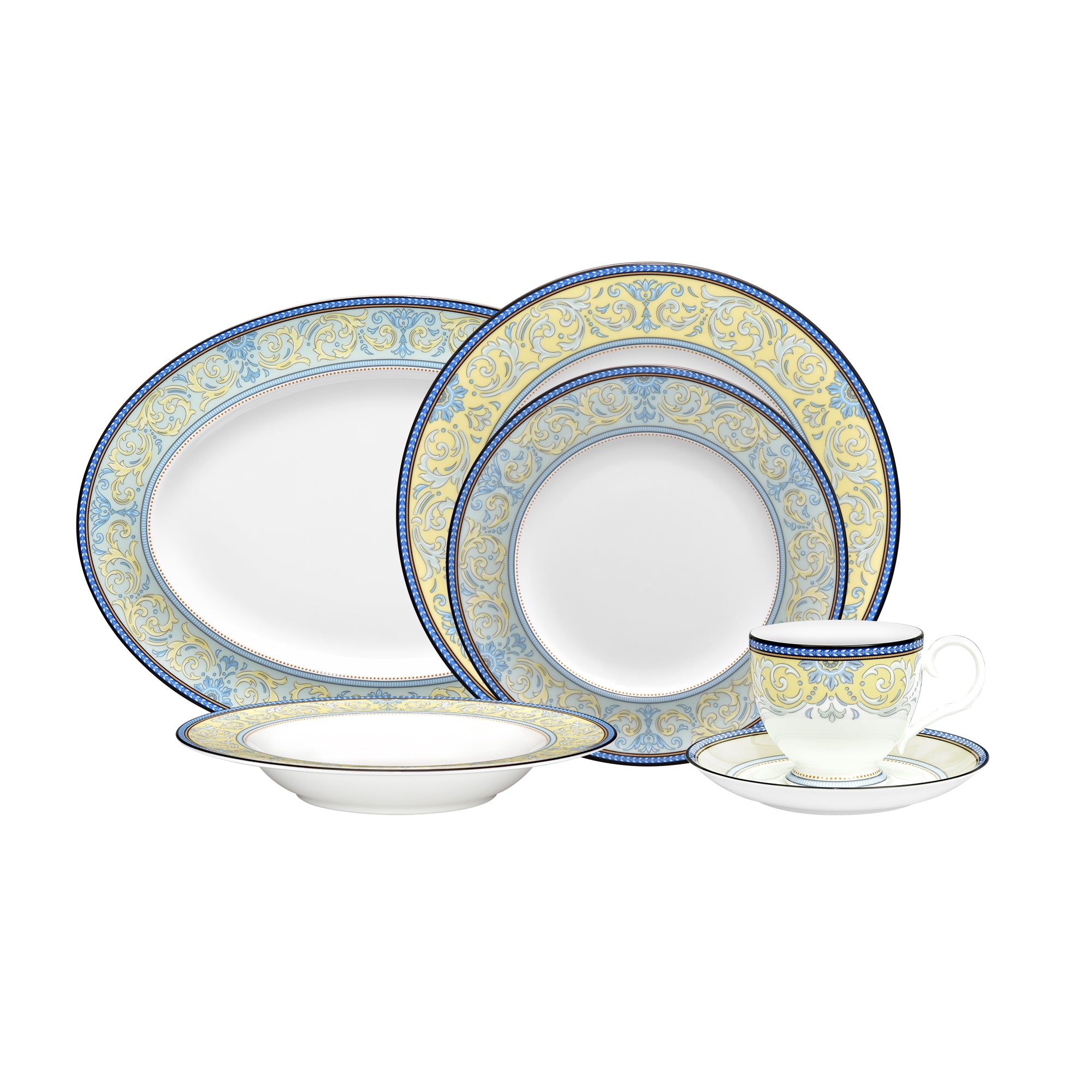 Noritake 33Pcs Dinner Set with Teapot for 6 Person - Menorca Palace