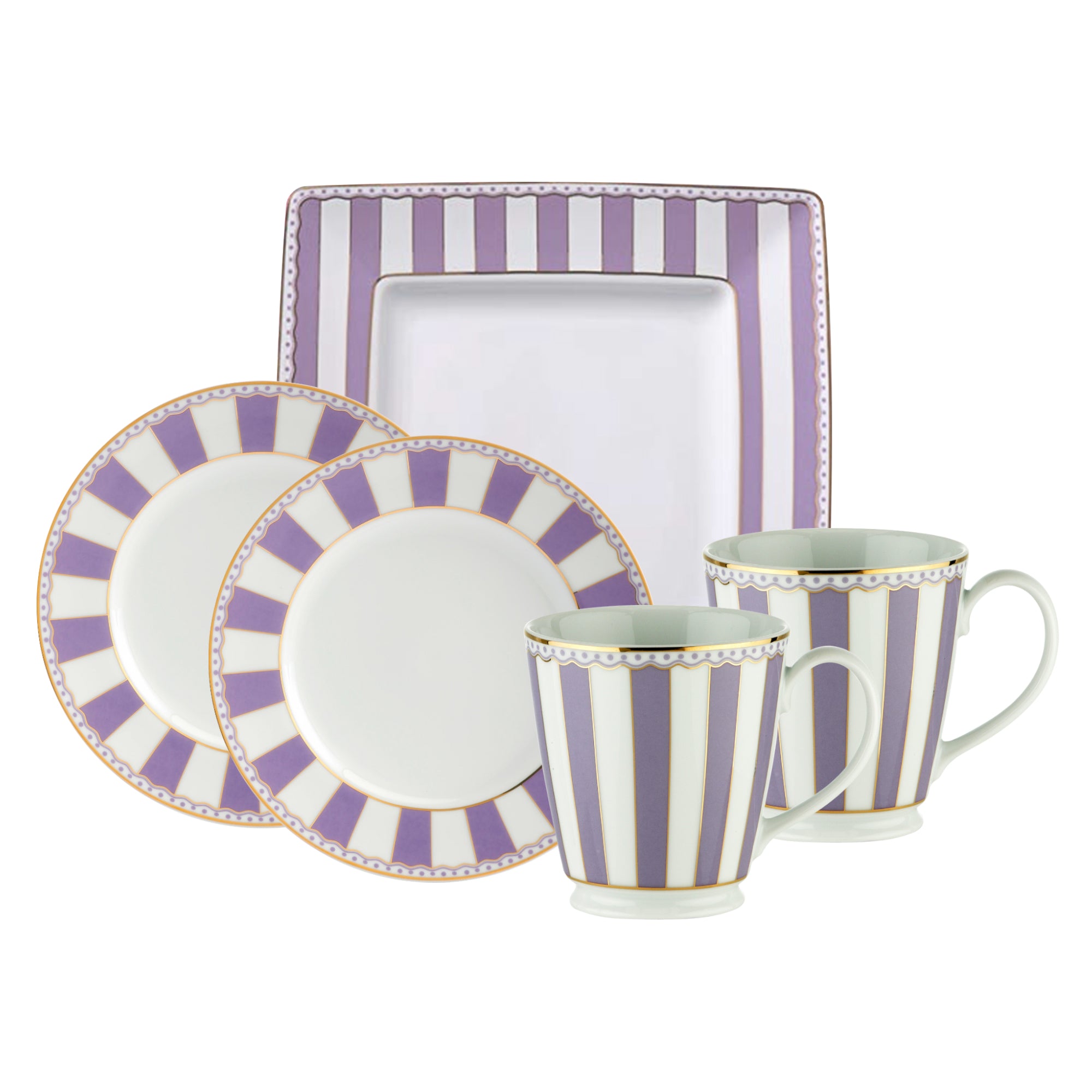 Noritake Carnivale Breakfast Set Lavender W/Gift Box