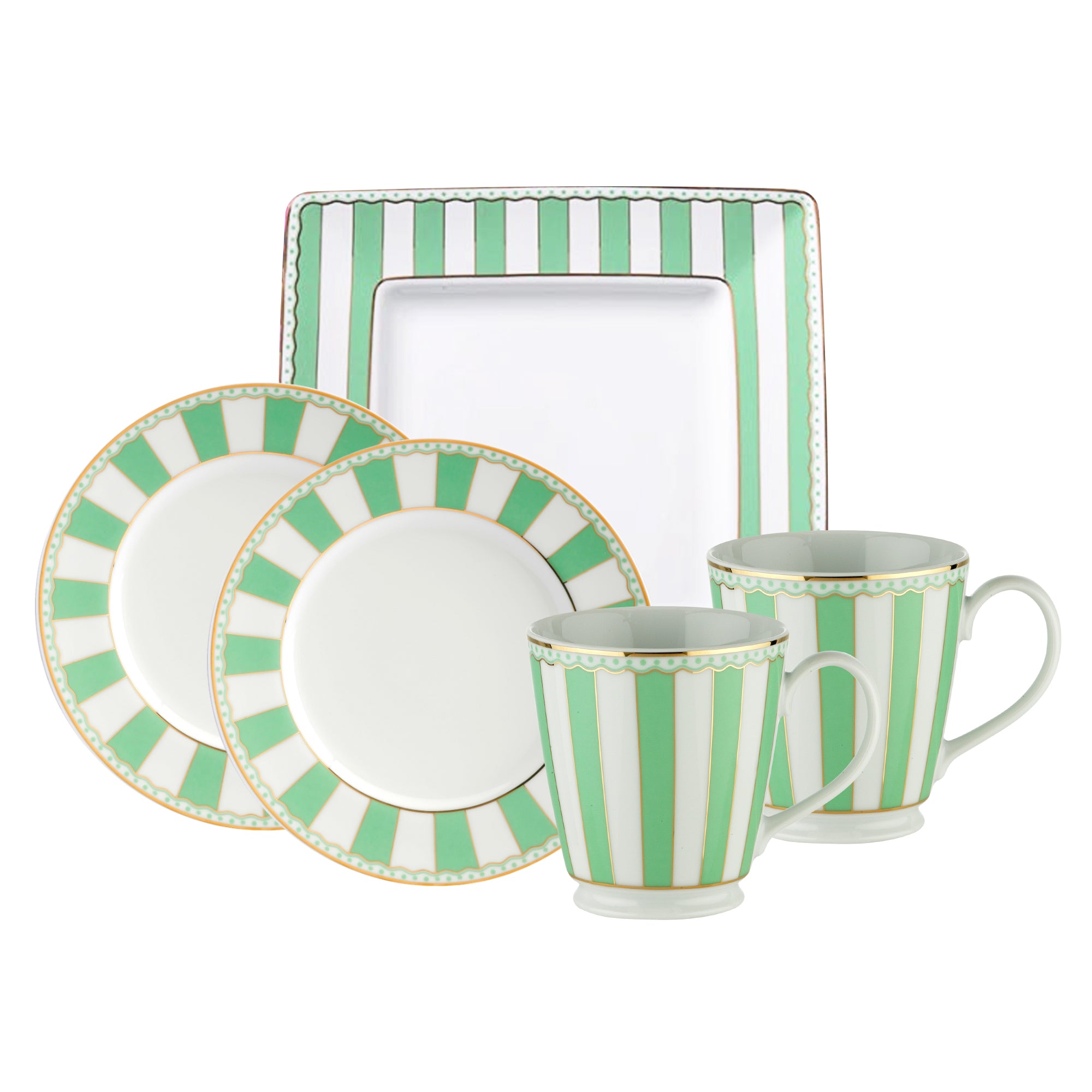 Noritake Carnivale Breakfast Set Apple Green W/Gift Box