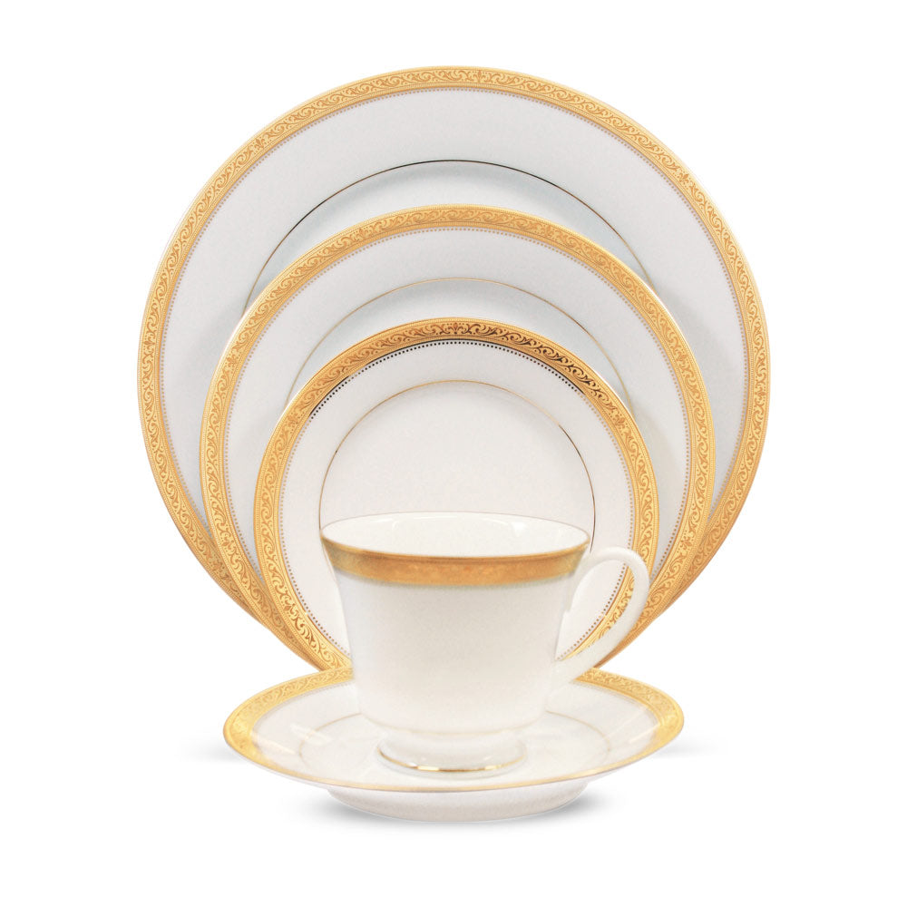 Noritake 96 Pcs Dinner And Tea Set for 12 Person - Signature Gold