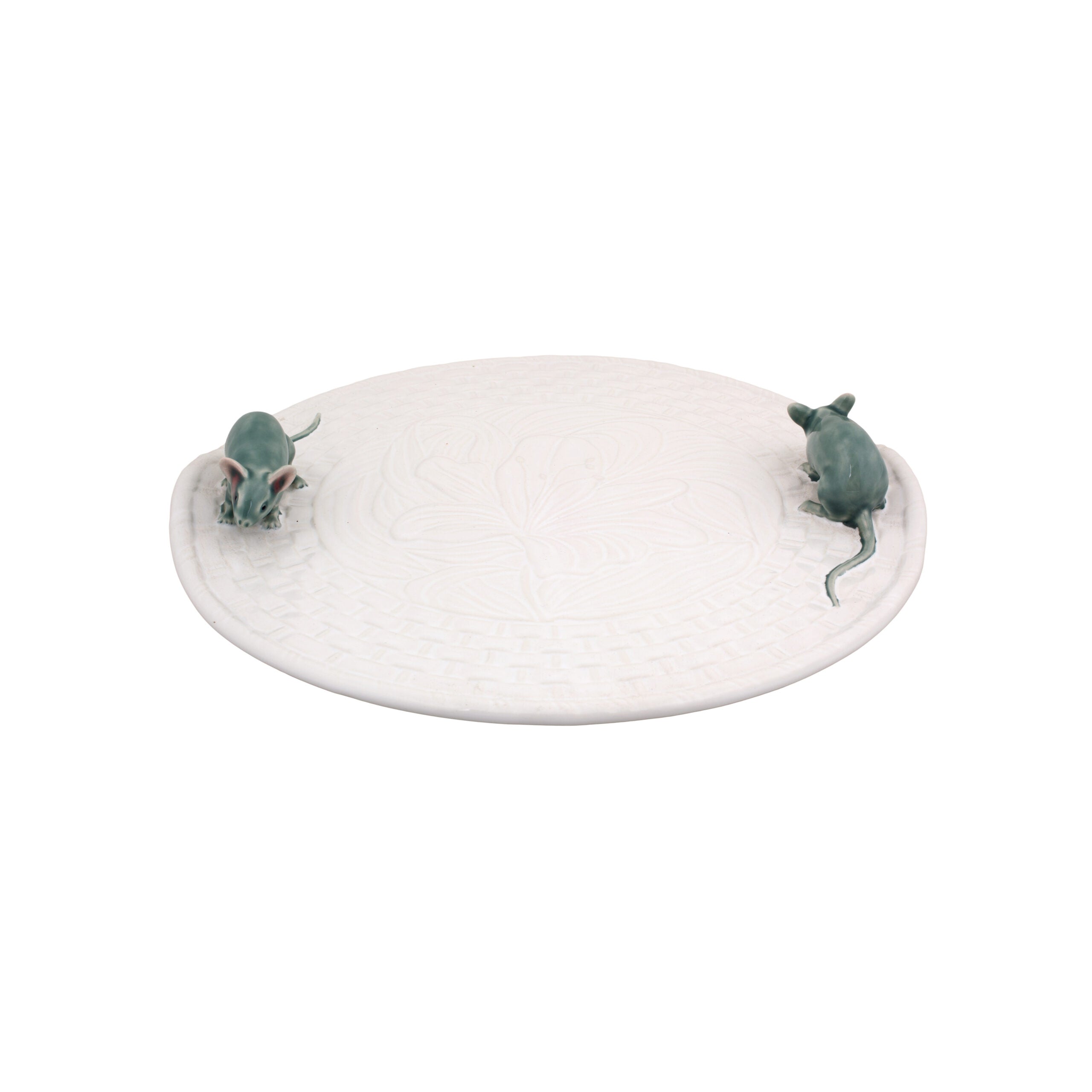 Bordallo Pinheiro White Cheese Tray with Natural Mouse - Cheese Trays
