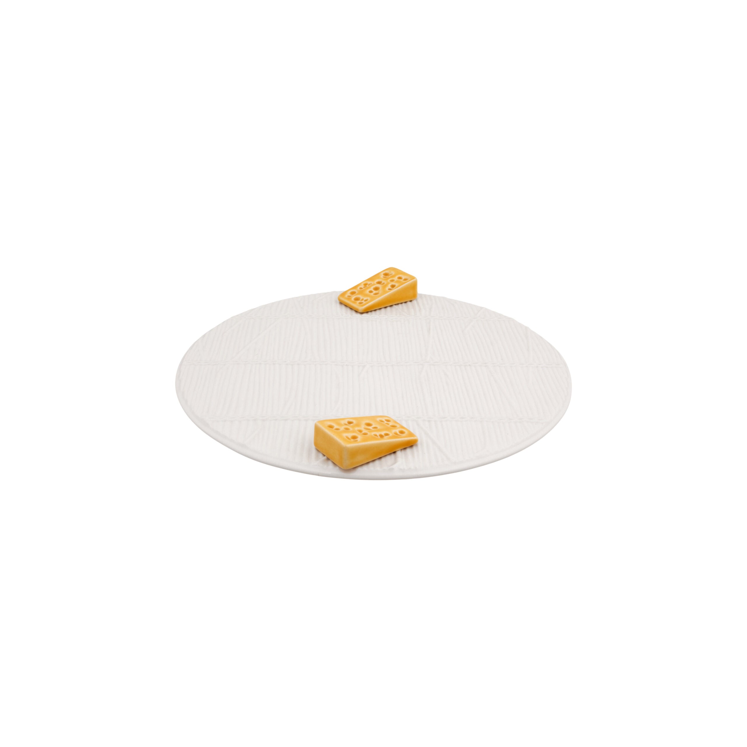 Bordallo Pinheiro White Cheese Tray with Yellow Cheese - Cheese Trays