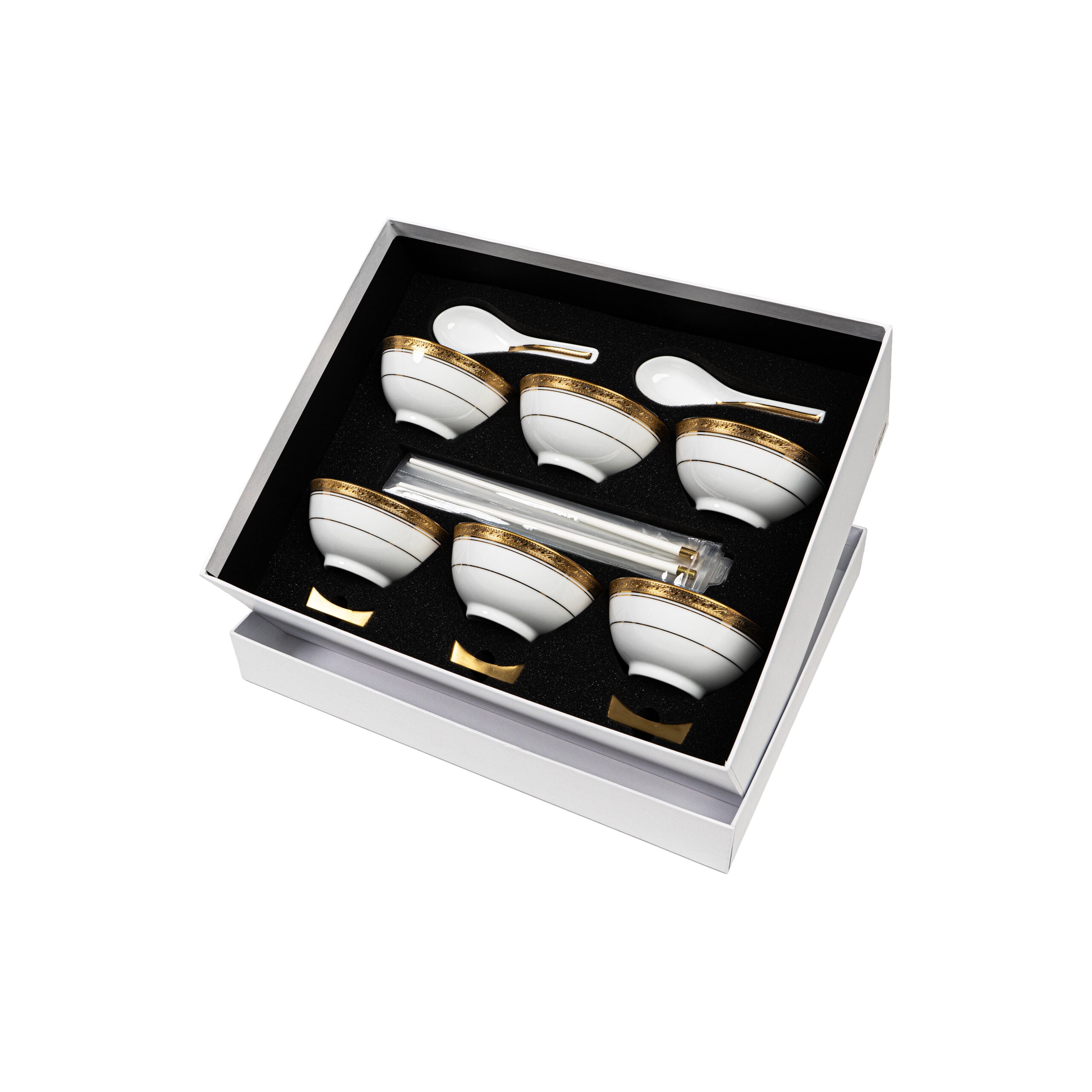 Noritake 24Pcs Asian Rice Bowl Set w/ Gift Box - Crestwood Gold