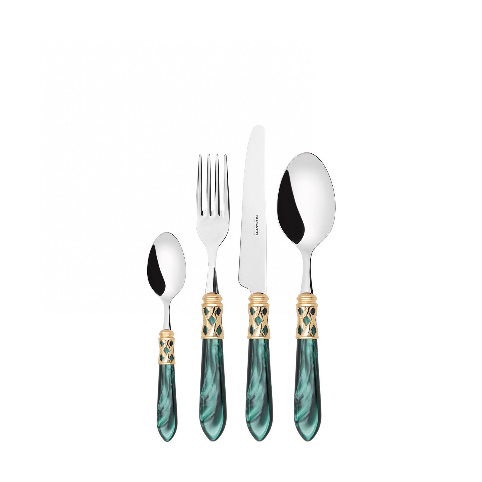 24PCS CUTLERY SET - 18/10 - GOLD GREEN HANDLE