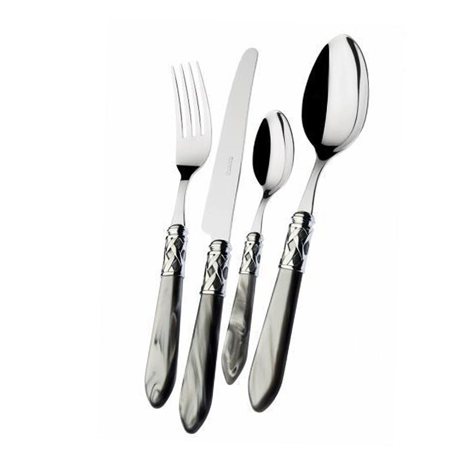 Bugatti 24Pcs Cutlery Set - 18/10 - Matte Silver Black Handle
