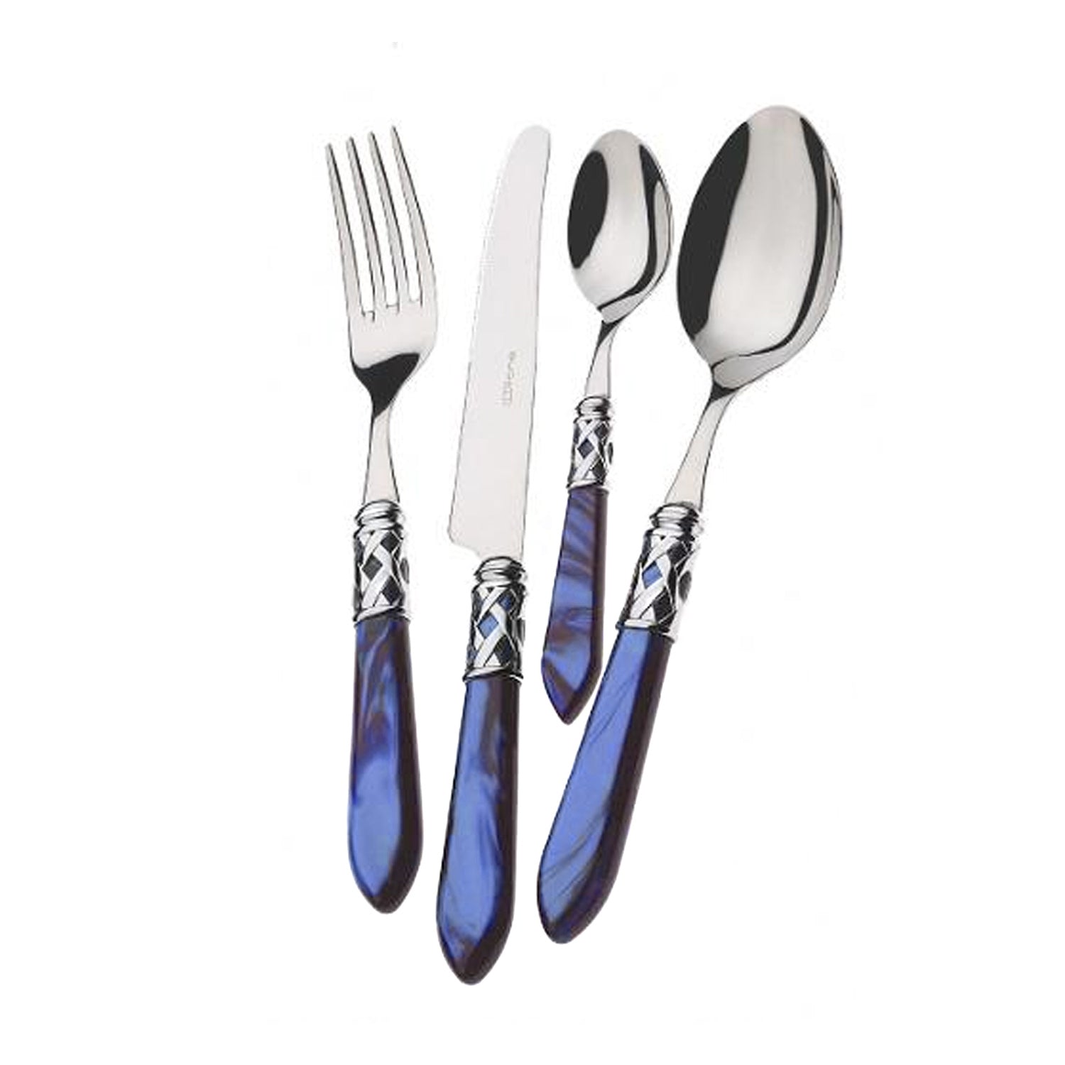 Bugatti 24Pcs Cutlery Set - 18/10 - Matte Silver Blue Handle