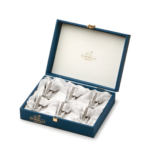 Chinelli Set Of 6 Fusion Regina Crystal Vodka Glasses
