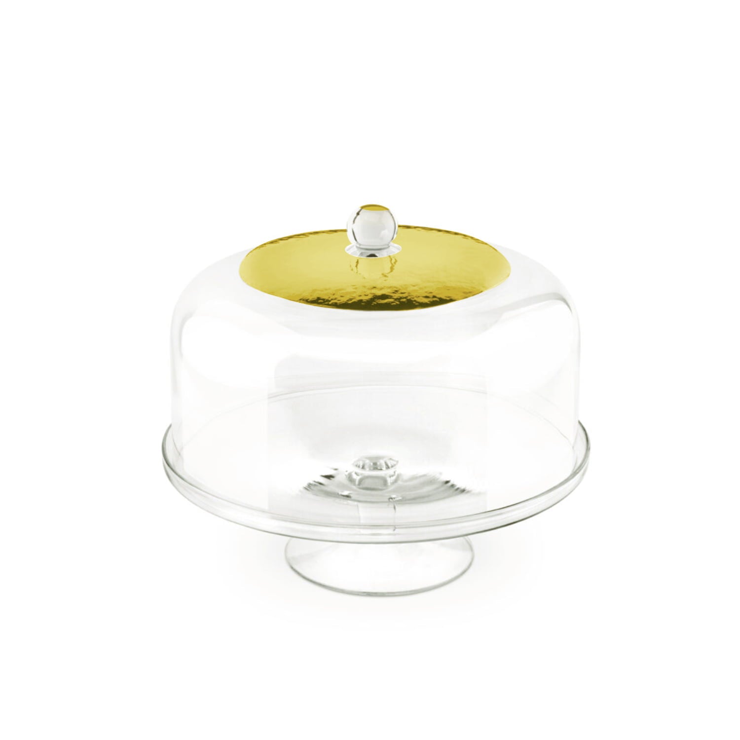 Chinelli Big Round Cake Stand With Dome - Gold