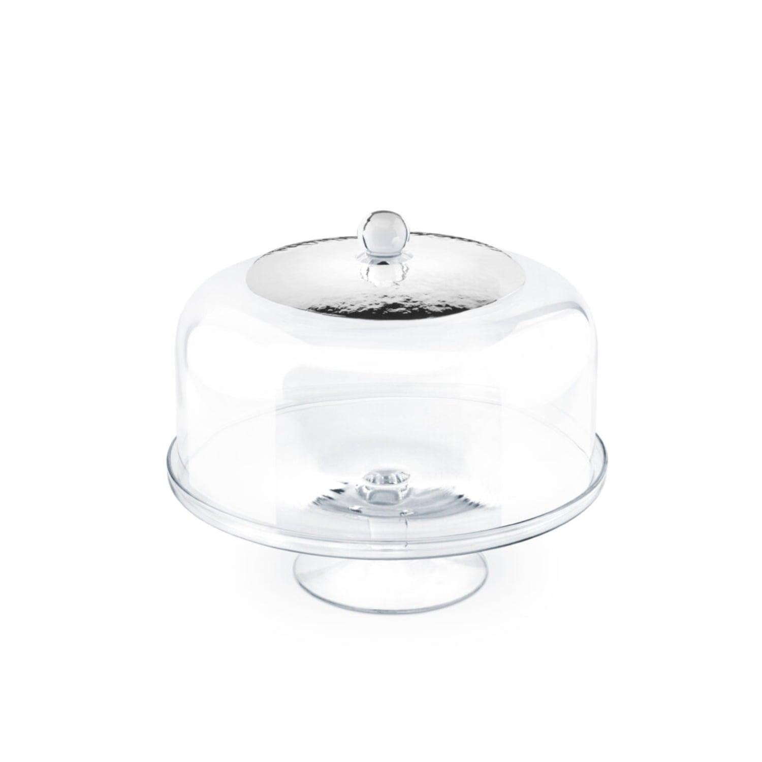 Chinelli Big Round Cake Stand With Dome - Platinum