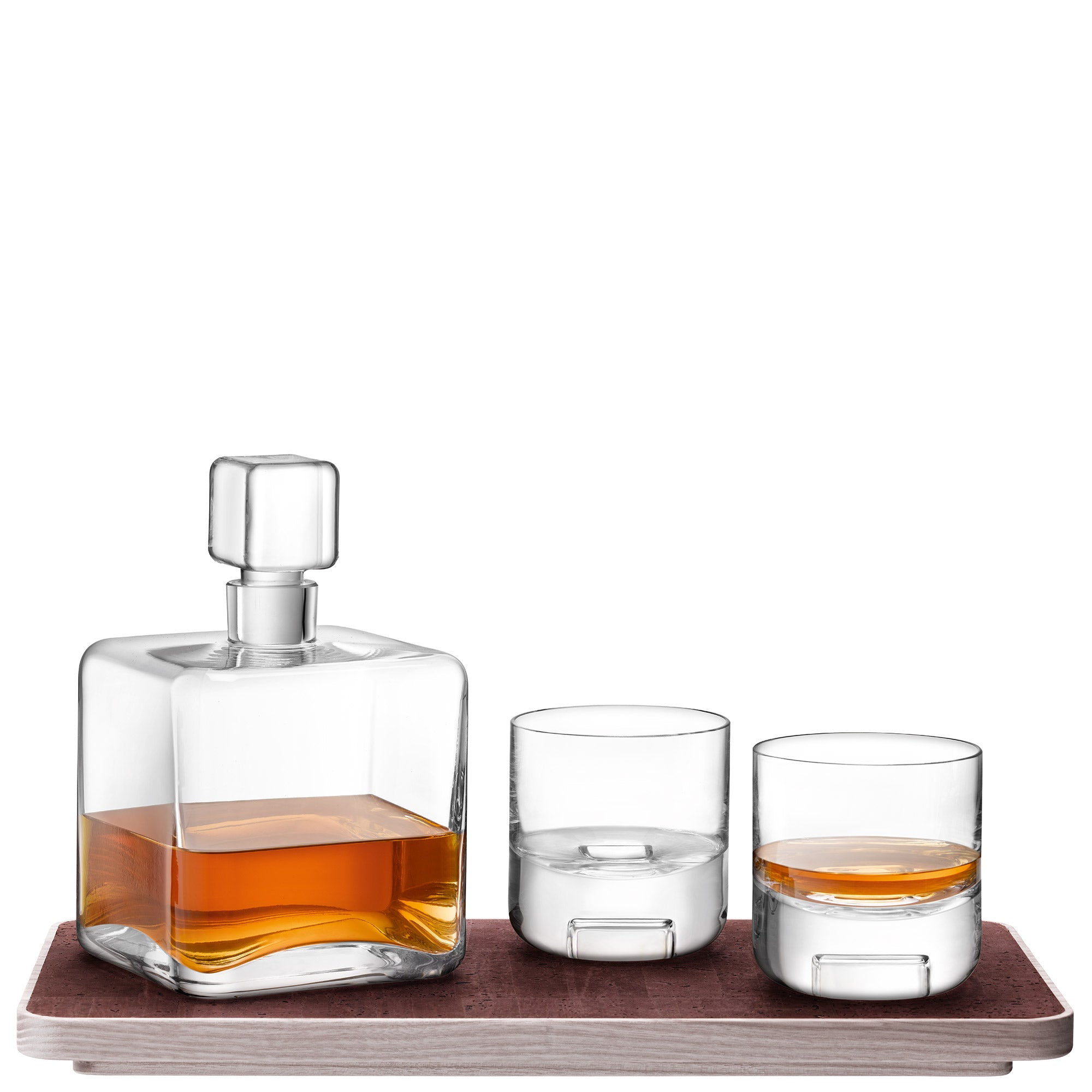 LSA International Cask Whisky Connoisseur Set Clear & Ash/Cork Tray L38cm