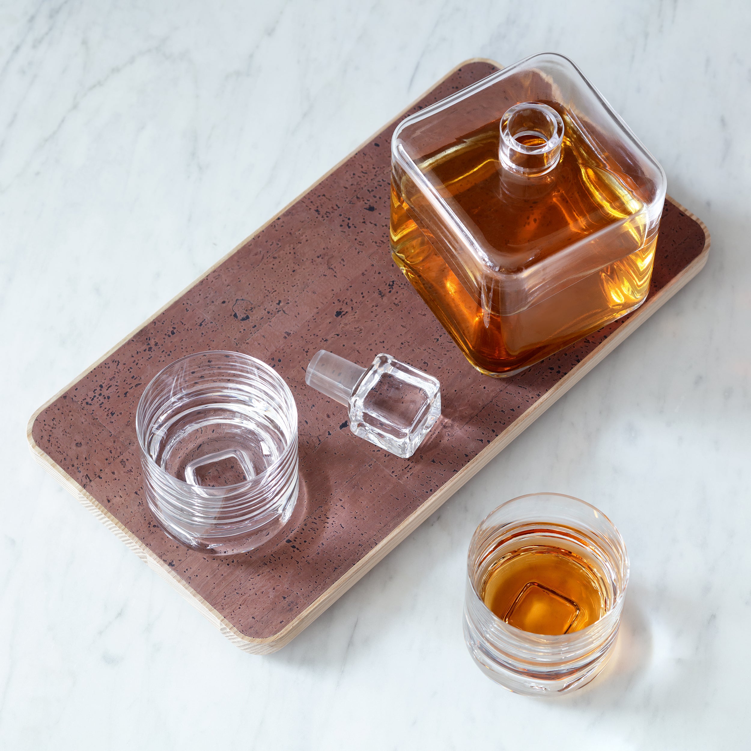 LSA International Cask Whisky Connoisseur Set Clear & Ash/Cork Tray L38cm