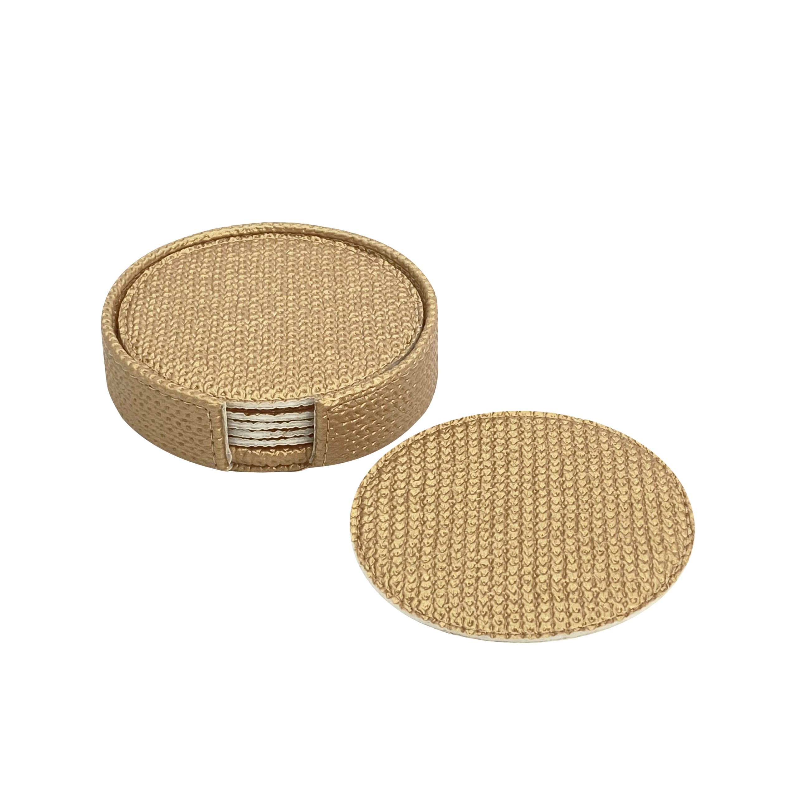 6PCS ROUND COASTER SET - CHAIN GOLD