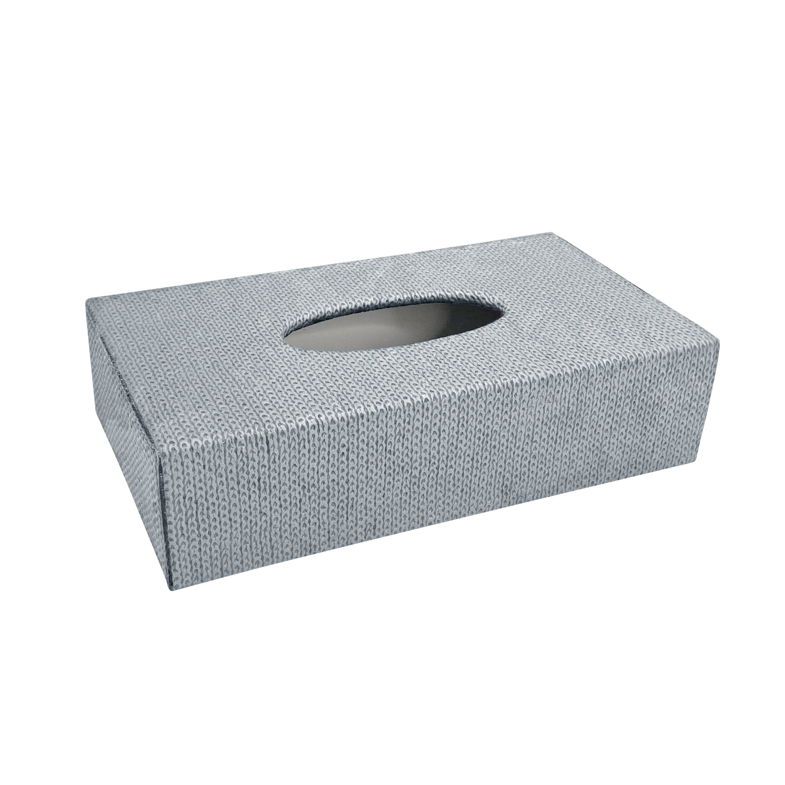TISSUE BOX - RECTANGULAR WITH SLIDING BOTTOM - CHAIN BEIGE SILVERY