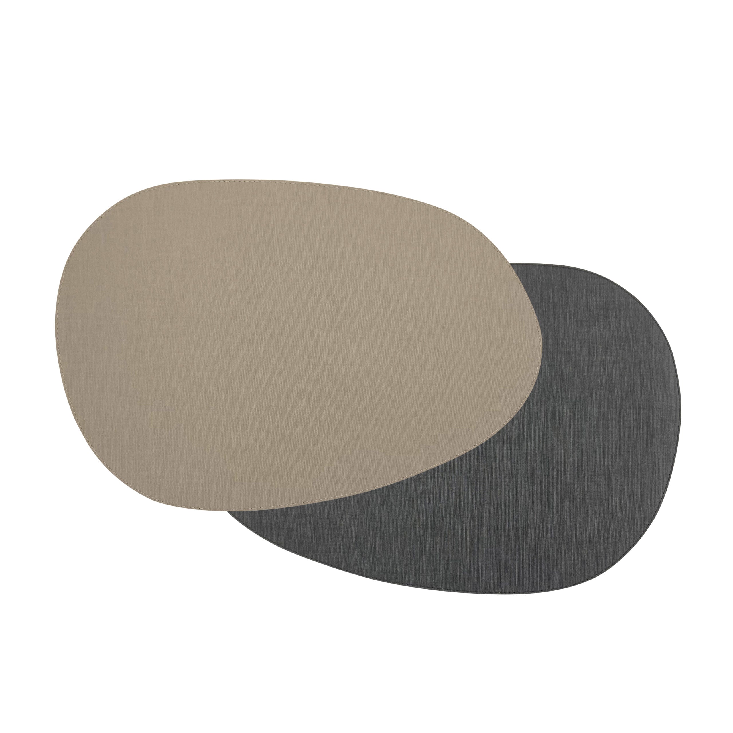 Artemis 2 Colors Placemat Stone Shape - Natural Linen Olive & Anthrazit