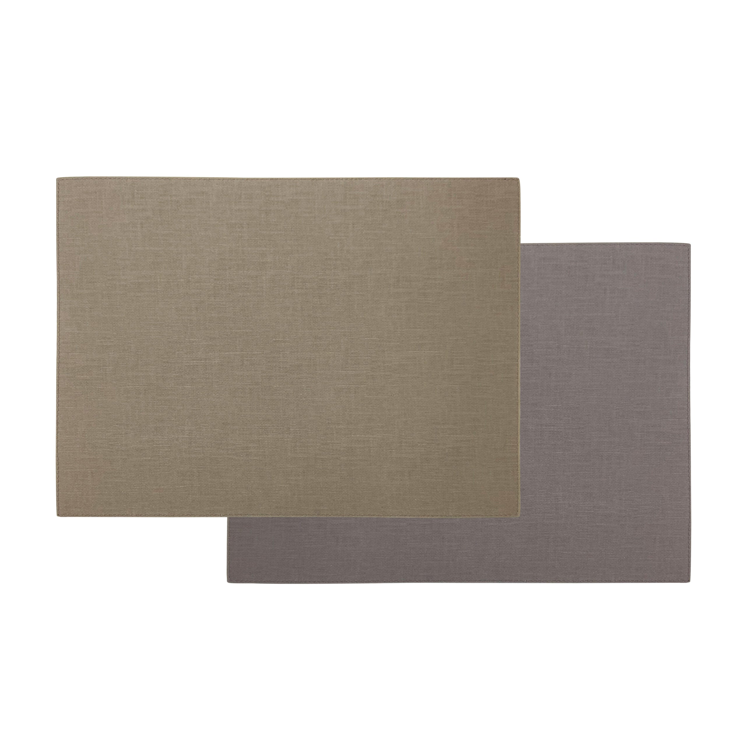 Artemis 2 Colors Placemat Rectangular - Nature Linen Olive & Brown