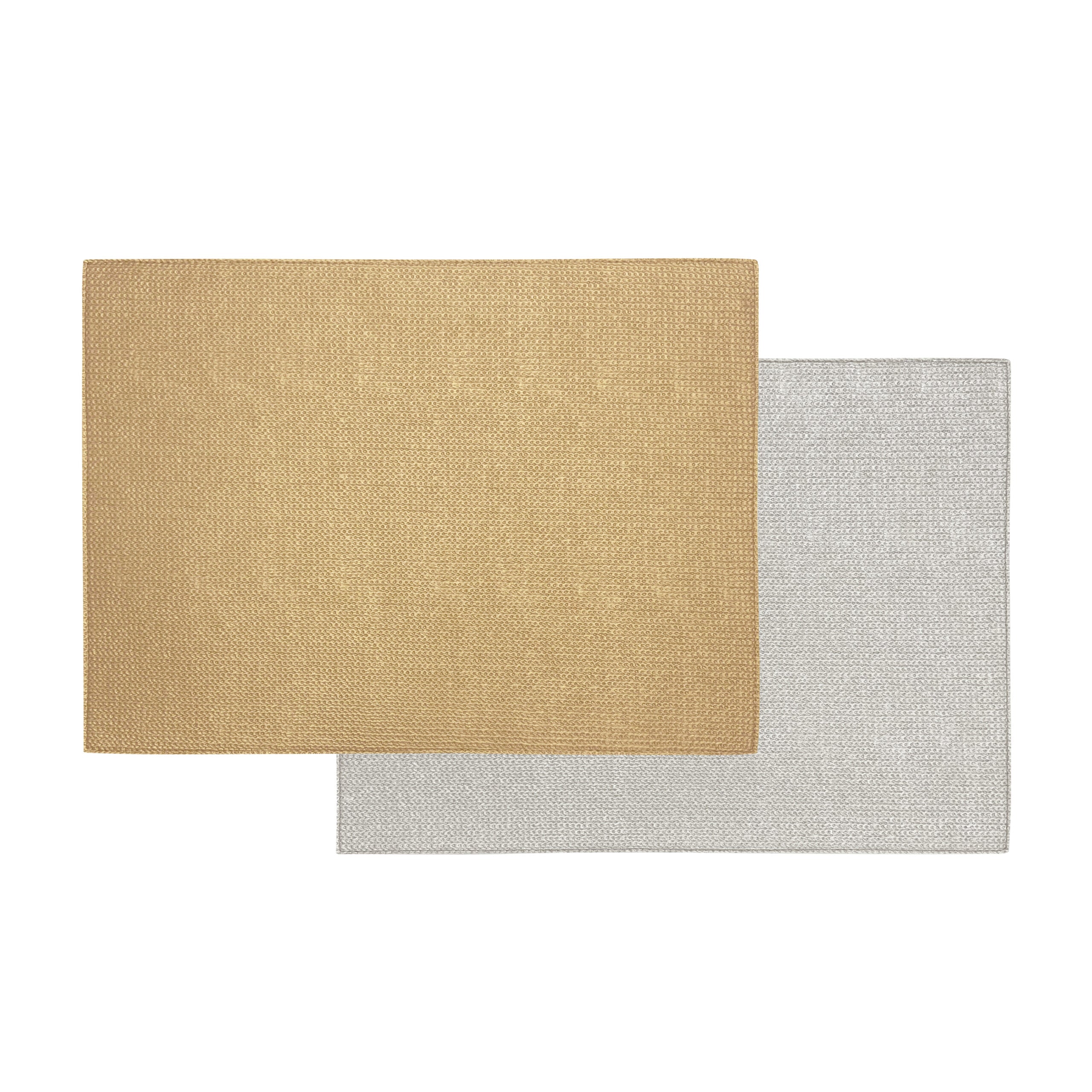 2 COLORS PLACEMAT RECTANGULAR - CHAIN GOLD/CHAIN BEIGE SILVERY