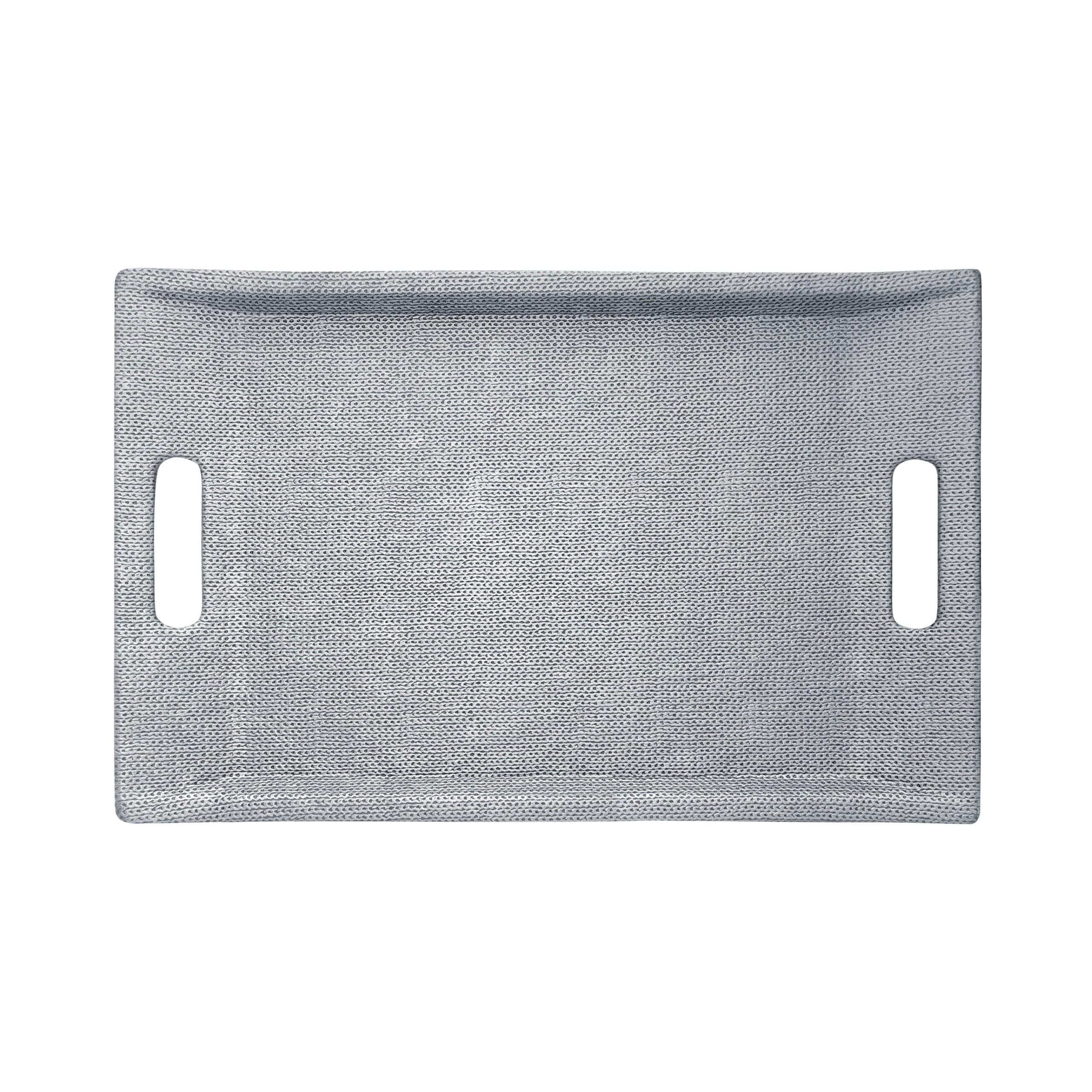 TRAY WITH HANDLE - MEDIUM - CHAIN BEIGE SILVERY