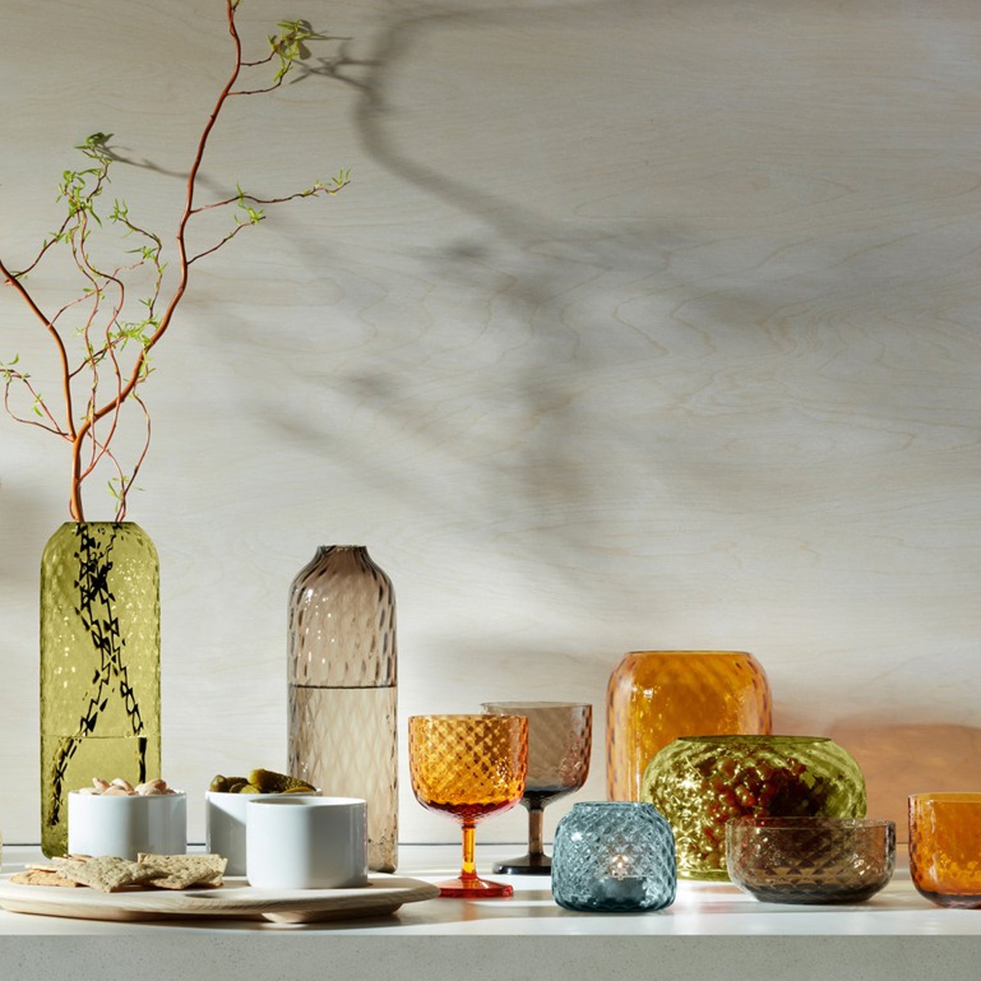 LSA International Dapple Wine Glass 325ML x2 - Sun Amber