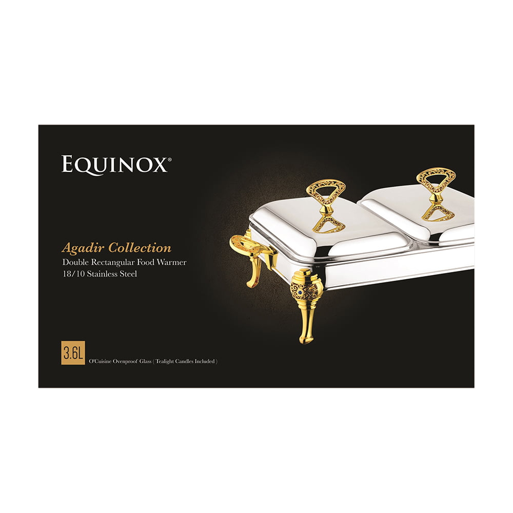 Equinox Stainless Steel Double Rectangle Food Warmer 3.6L
