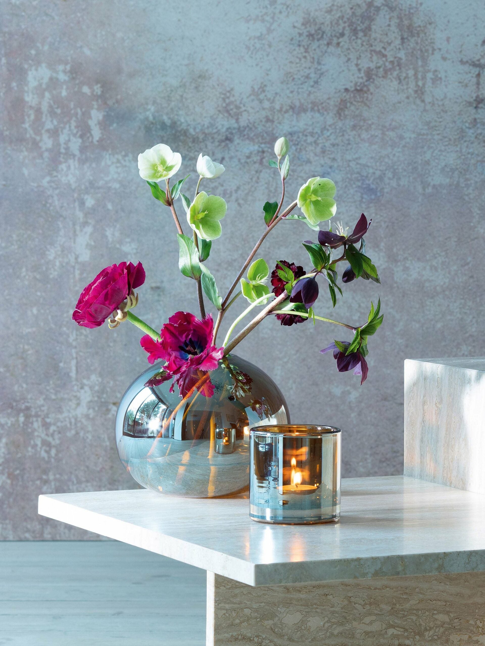 LSA International Epoque Tealight Holder H 8.5cm Amber/Lustre