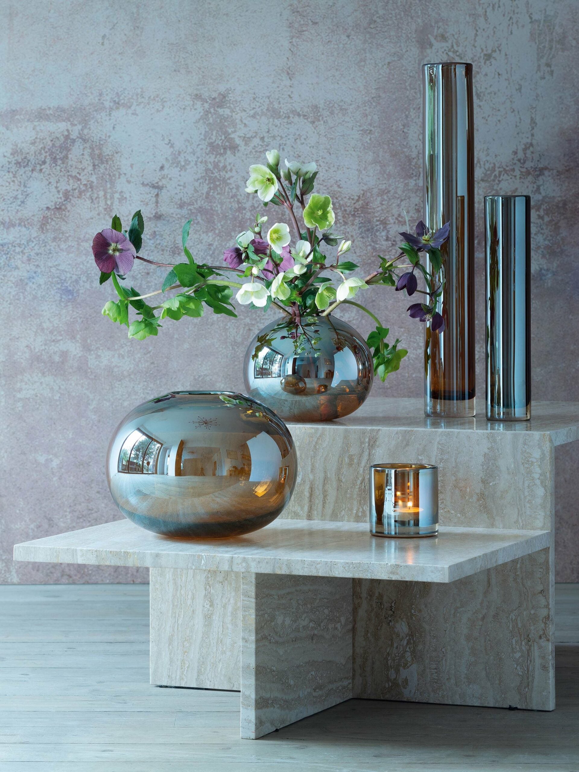 EPOQUE VASE H18CM AMBER/LUSTRE