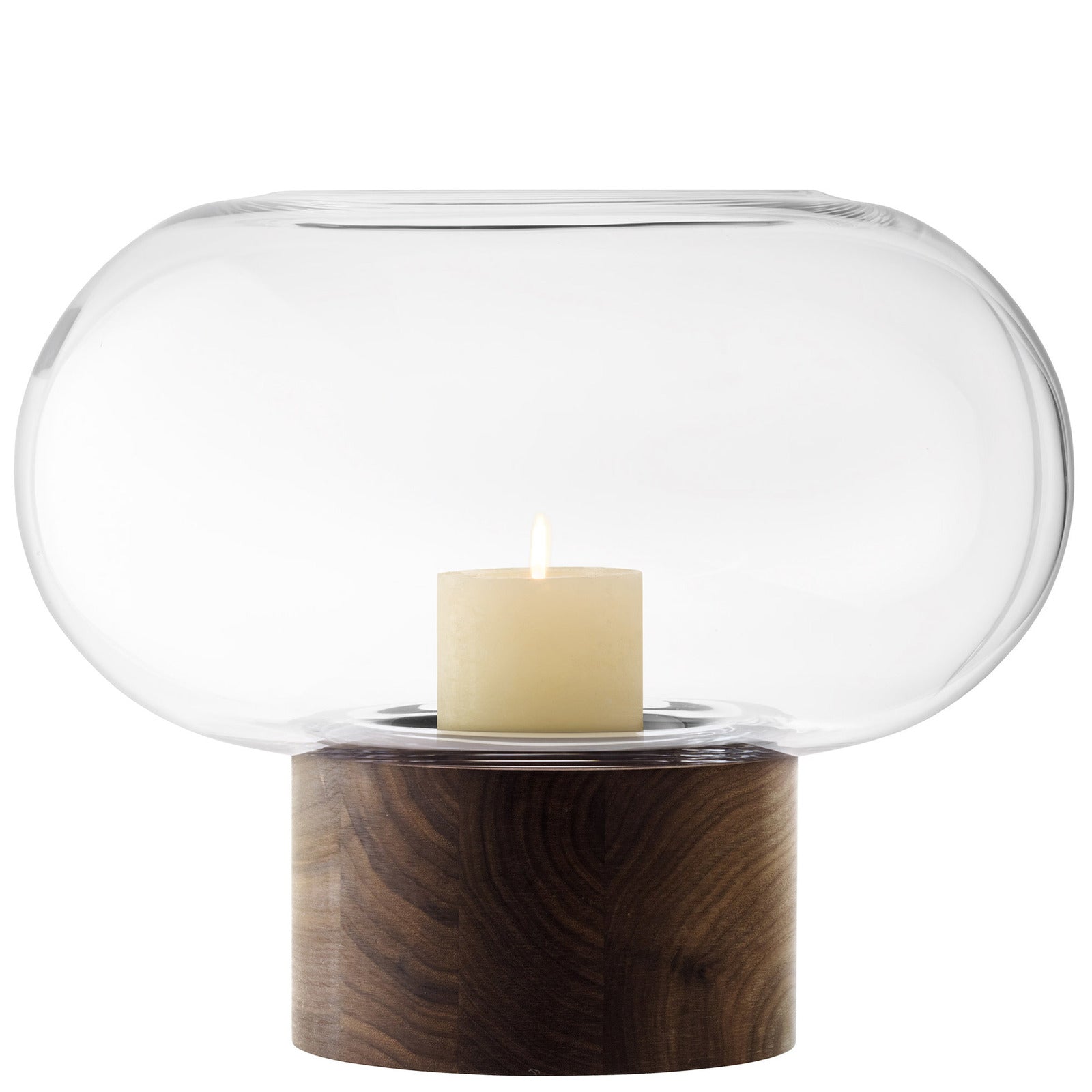 Oblate Vase/Lantern H28cm/Ø35cm Clear/Walnut