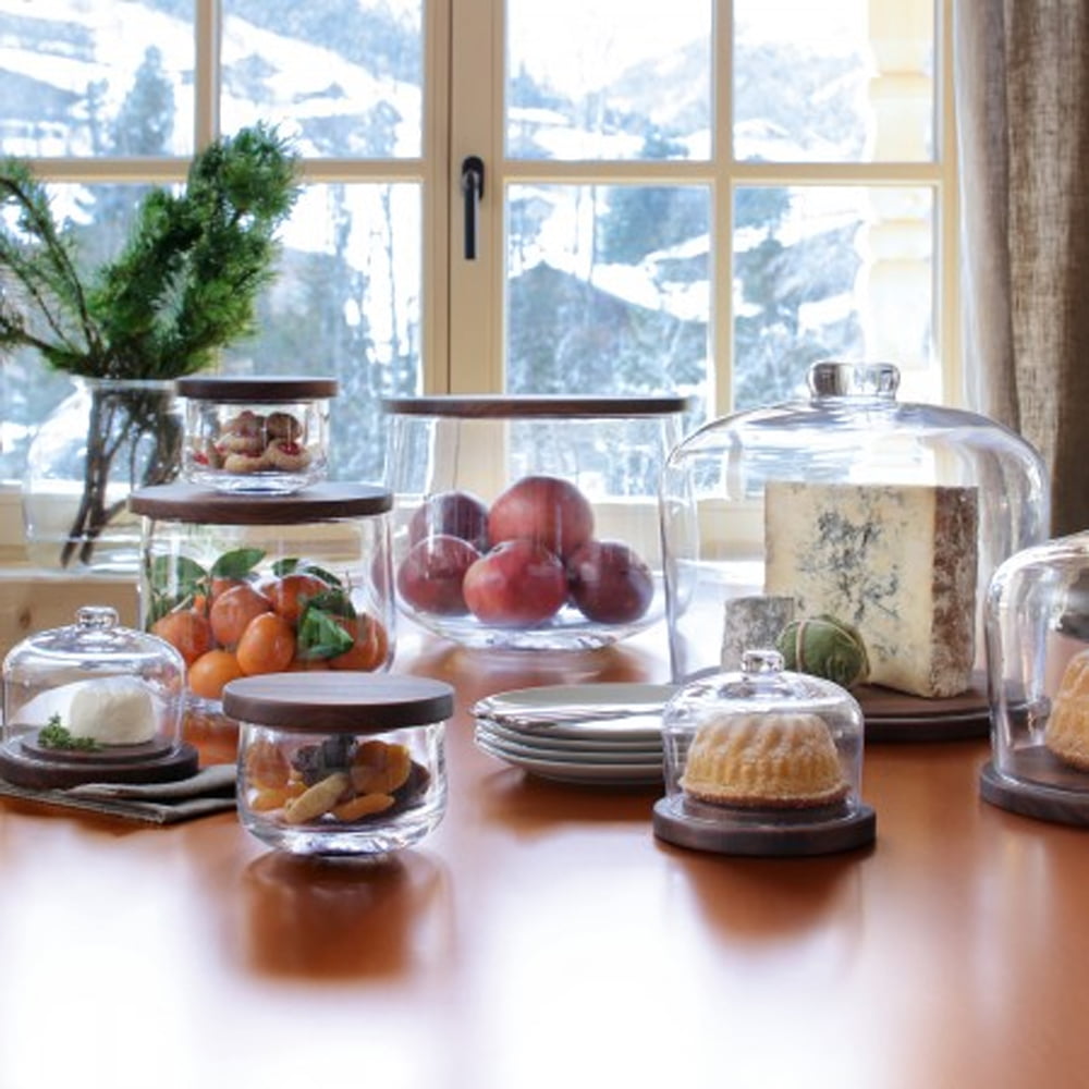 CITY BOWL & WALNUT LID Ø32CM CLEAR