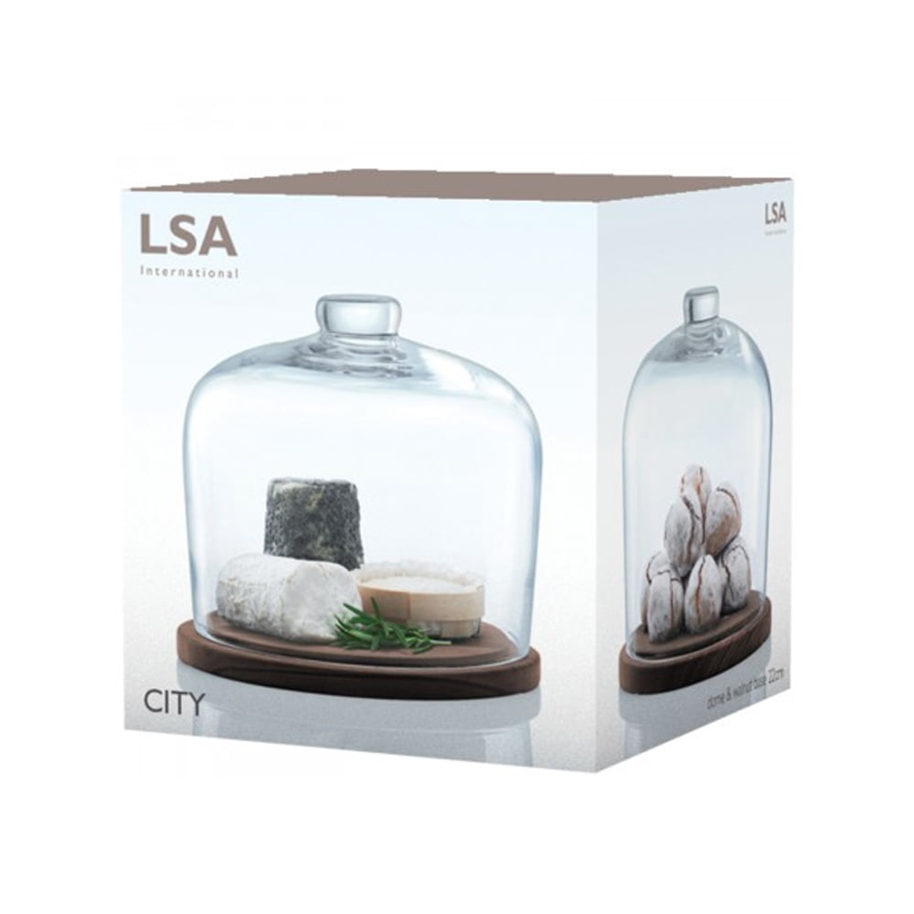 CITY DOME & WALNUT BASE Ø22CM CLEAR